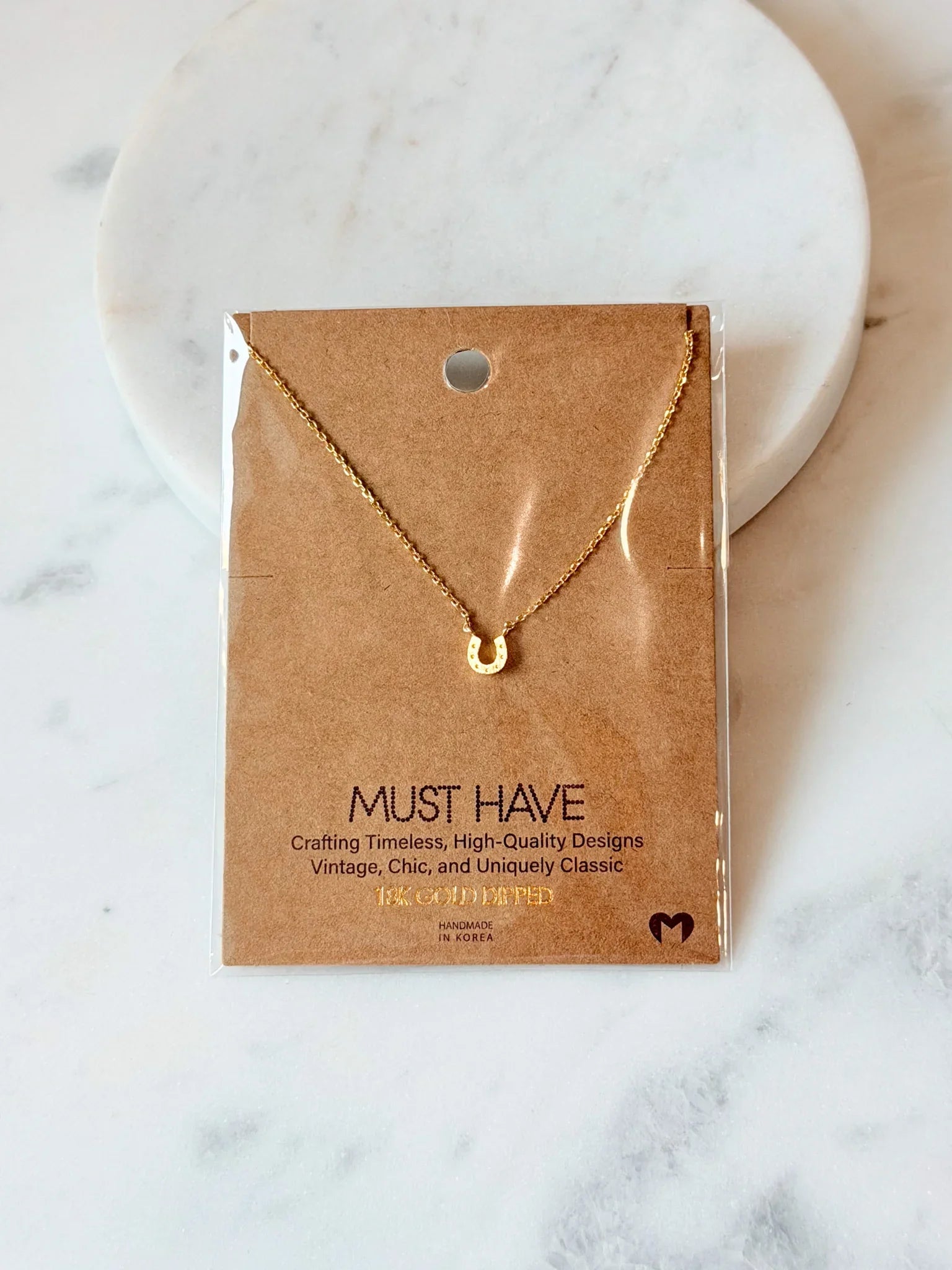 Golden Mini Horseshoe Necklace
