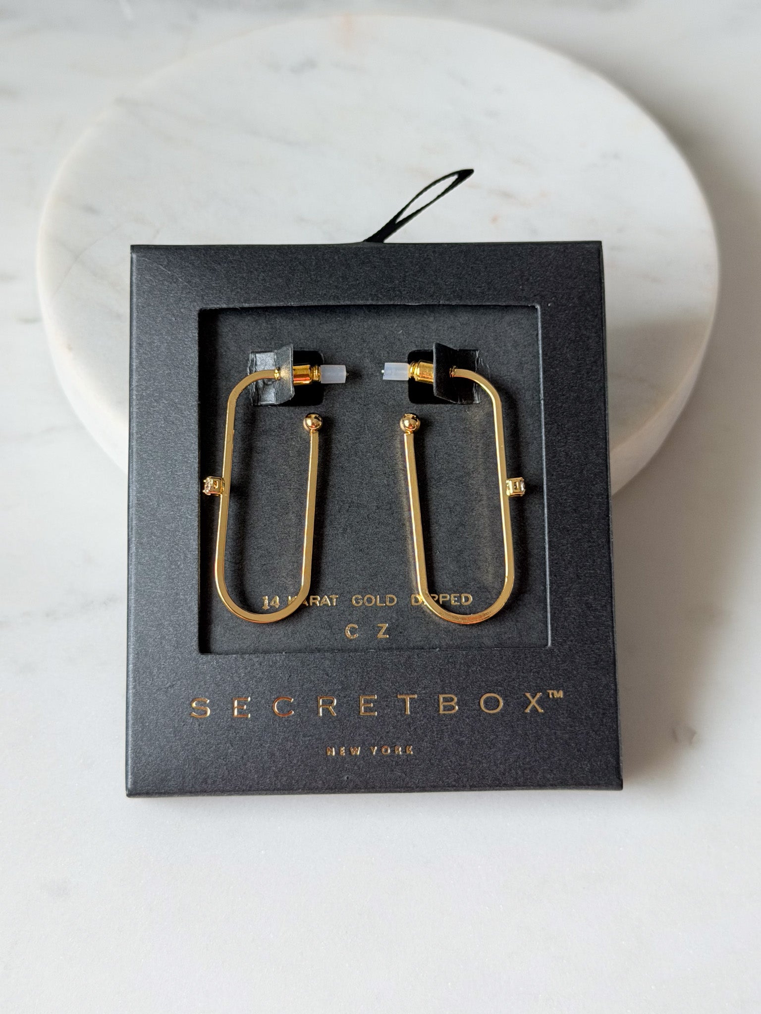 Gilded Drop Hoop Earrings