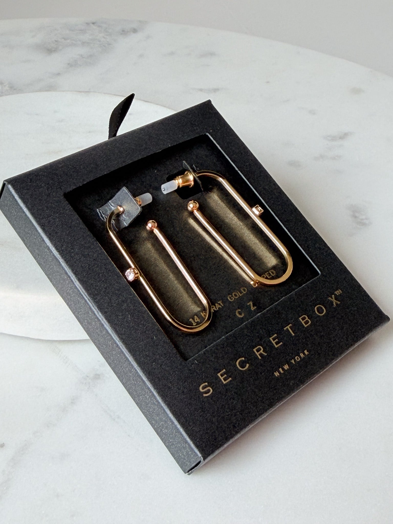 Gilded Drop Hoop Earrings