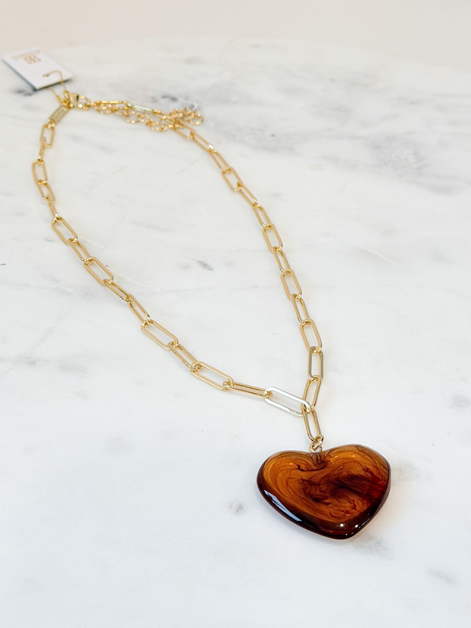 Natalia Heart Necklace | Tortoise