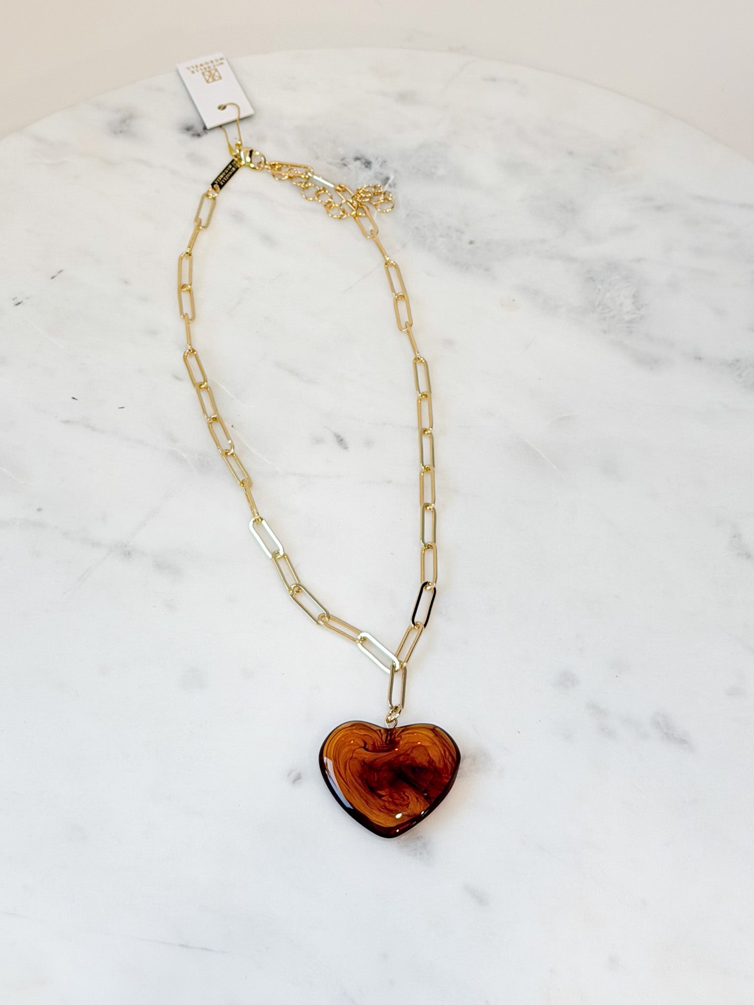 Natalia Heart Necklace | Tortoise