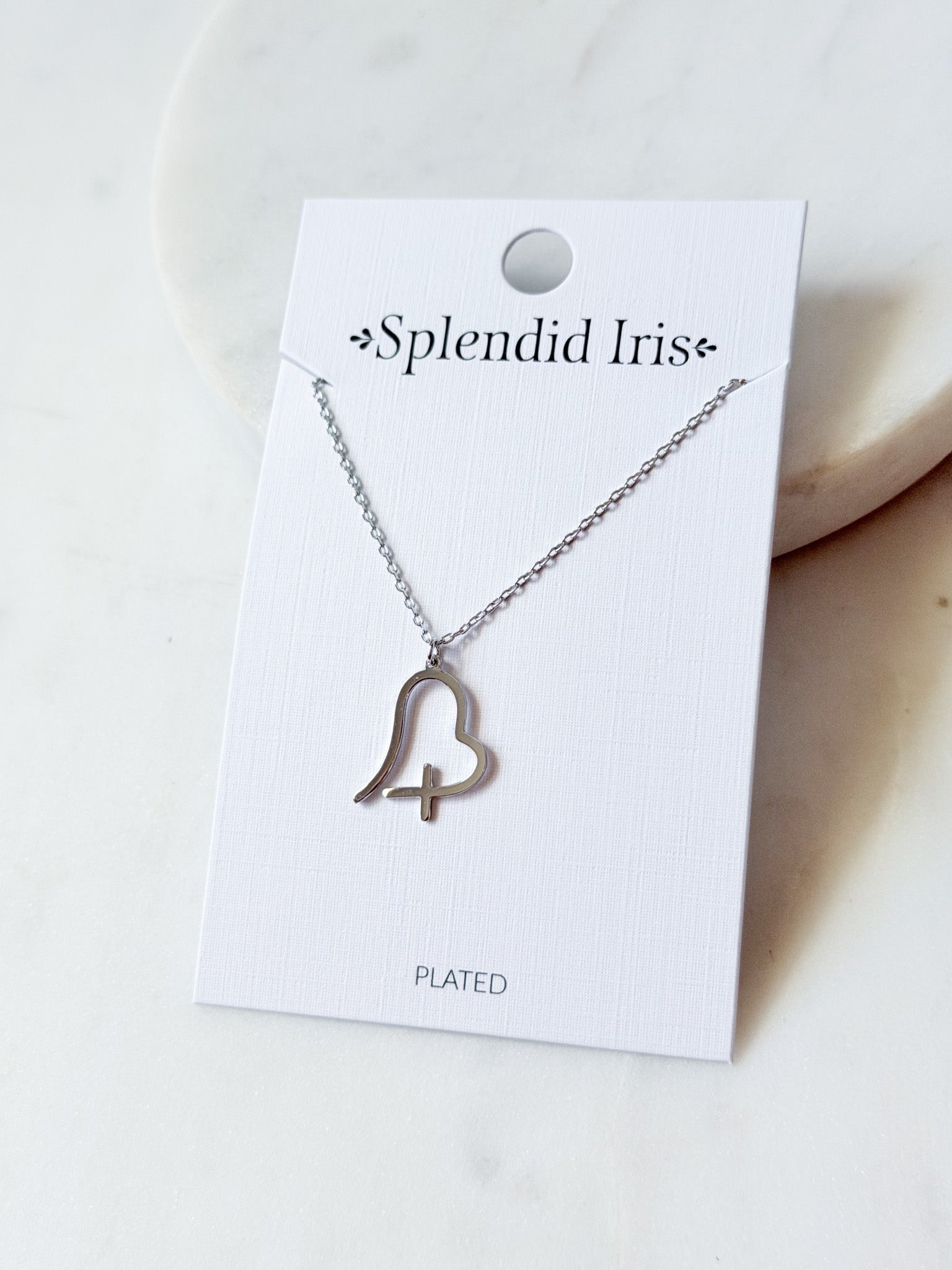 Free Form Heart Cross Necklace | Silver