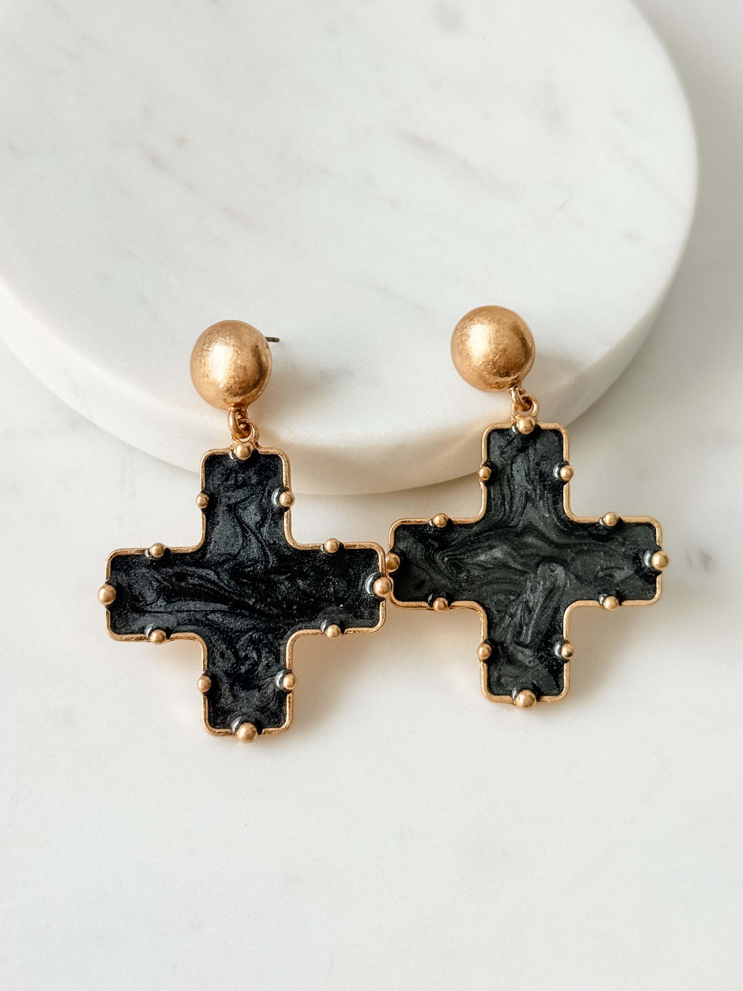 Midnight Cross Earrings