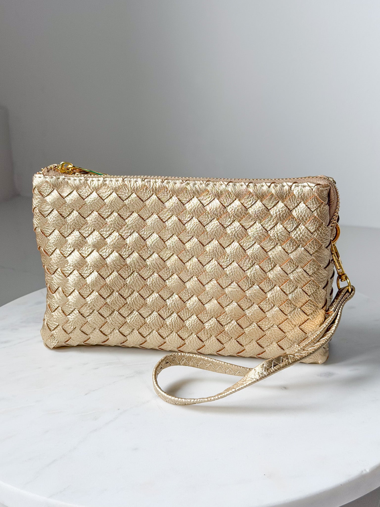 Avery Woven Mini Clutch | Gold