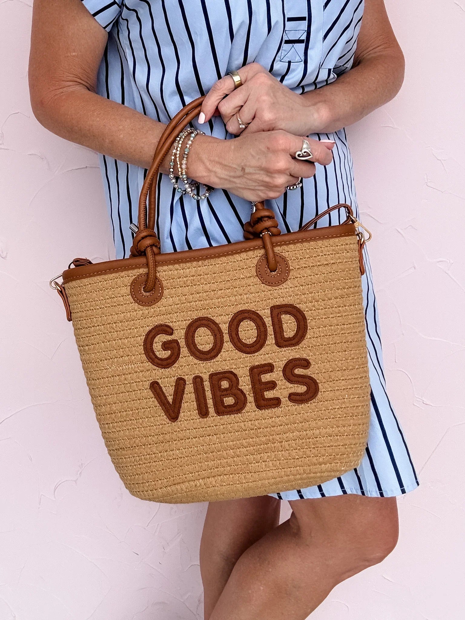 Good Vibes Tote Bag | Tan