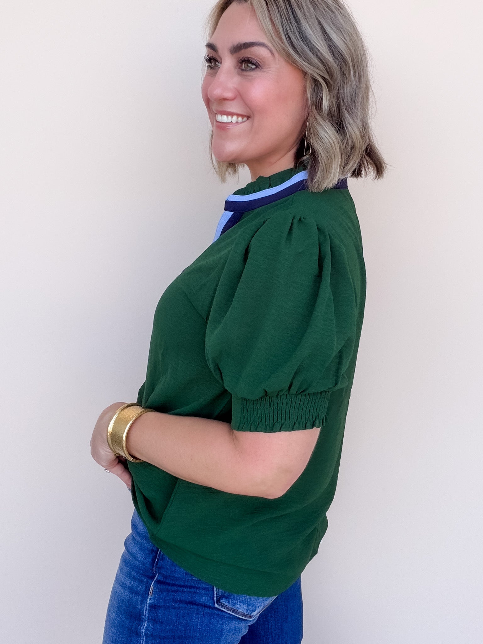 Vivid Trim Top | Hunter Green