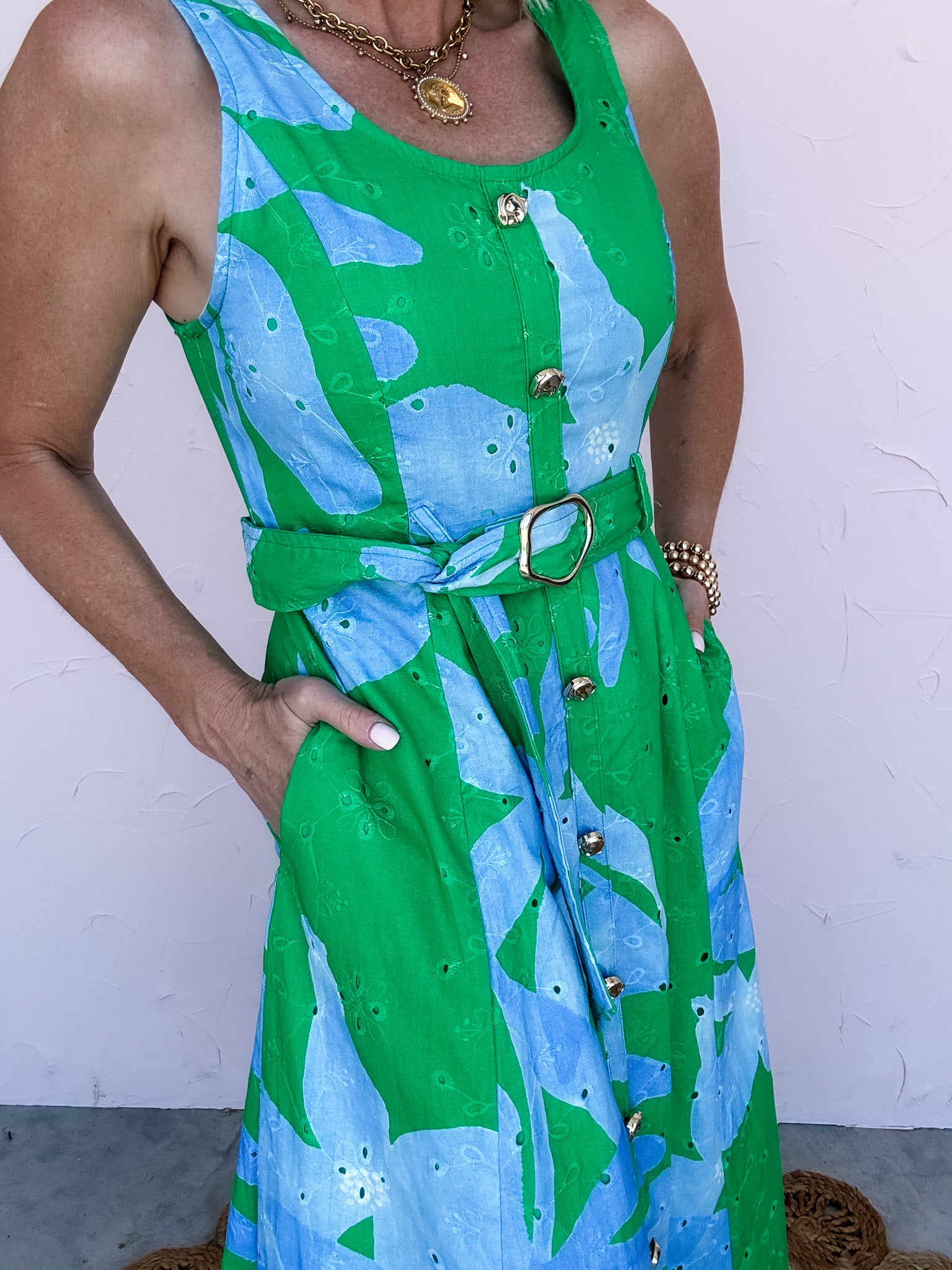 Emerald Tide Eyelet Dress