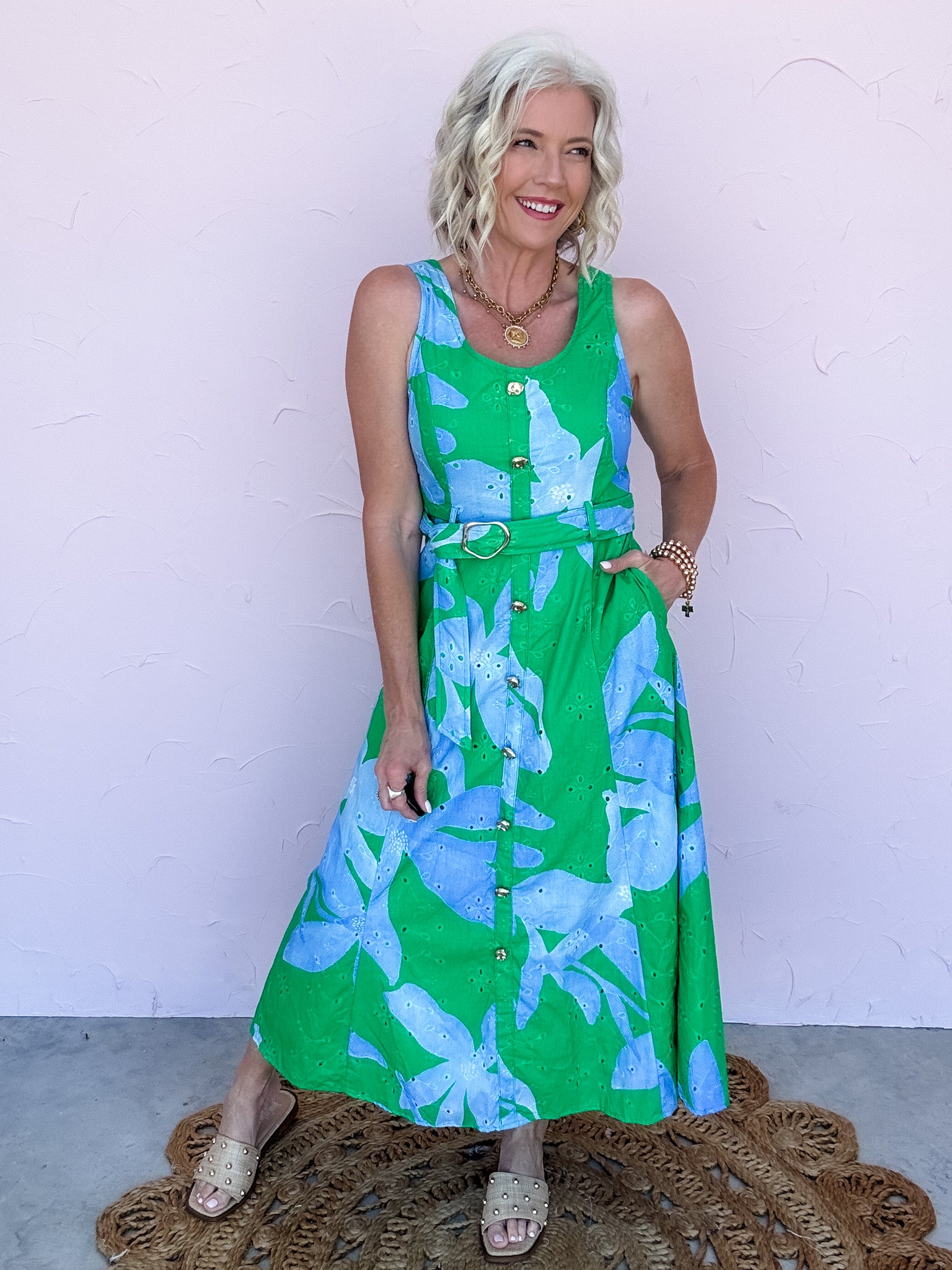 Emerald Tide Eyelet Dress