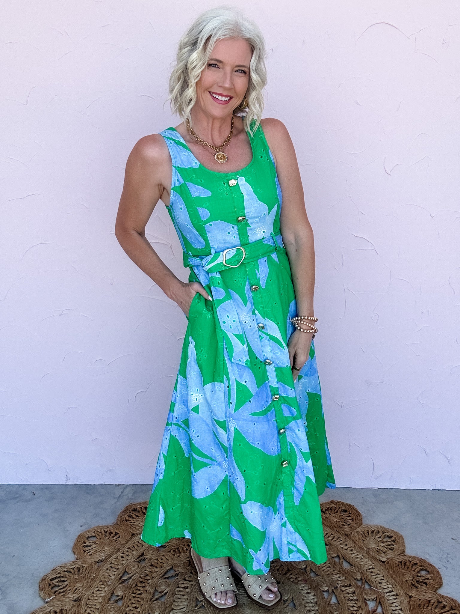 Emerald Tide Eyelet Dress