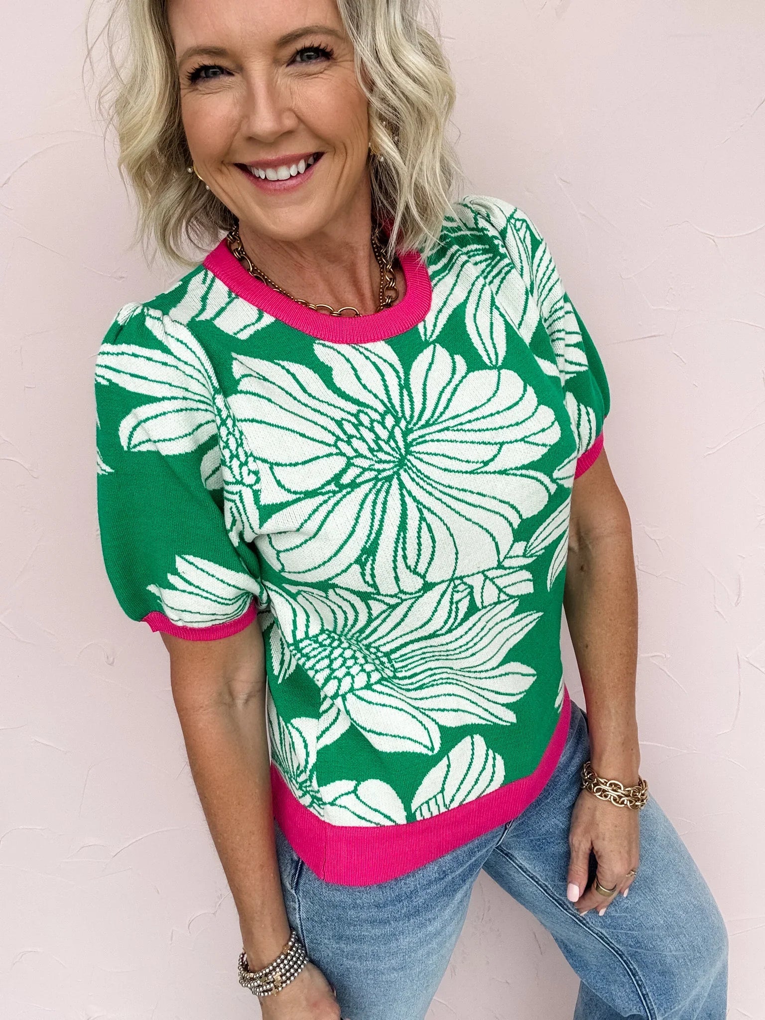 Ellery Lane Floral Knit Top