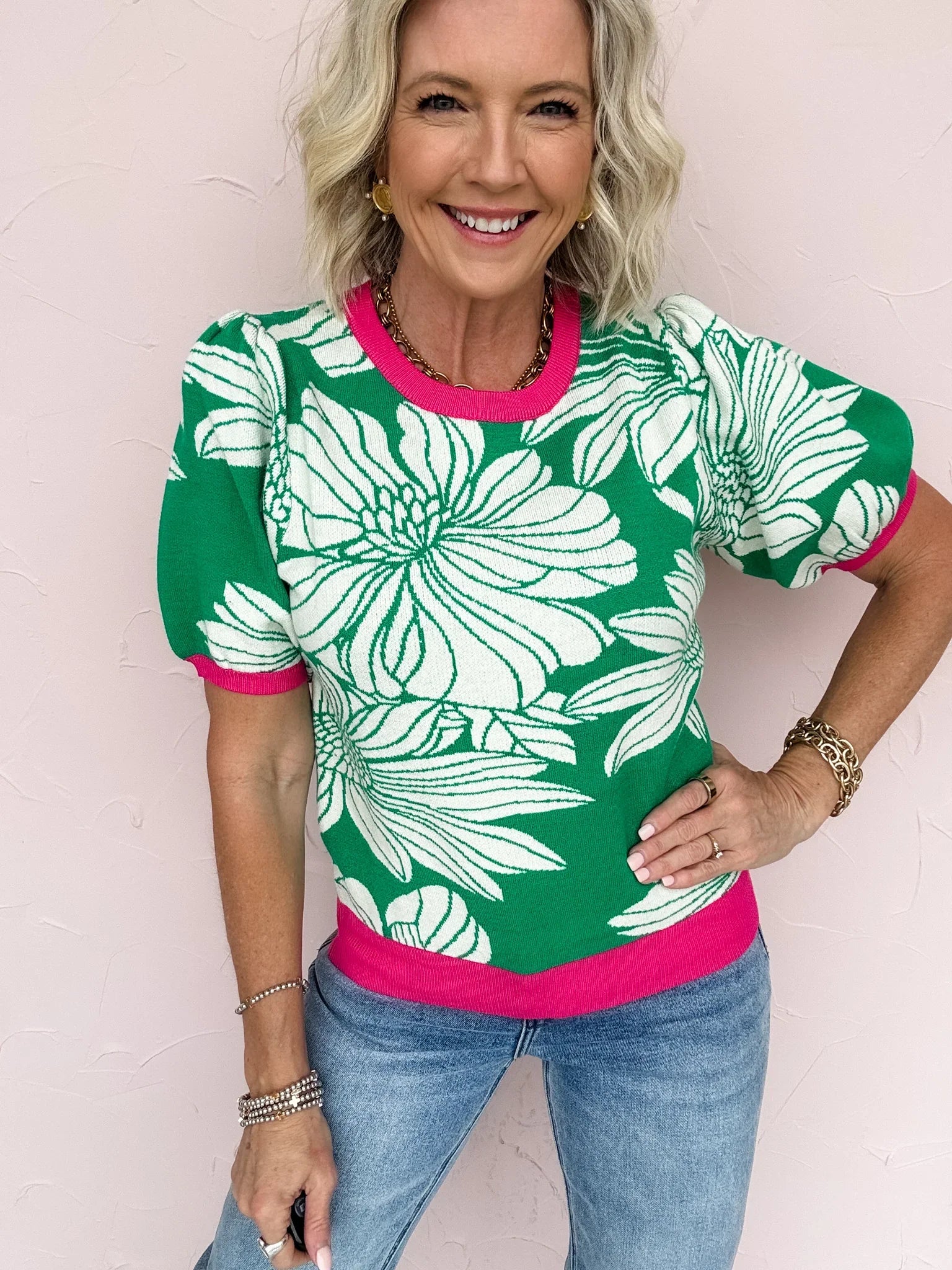 Ellery Lane Floral Knit Top