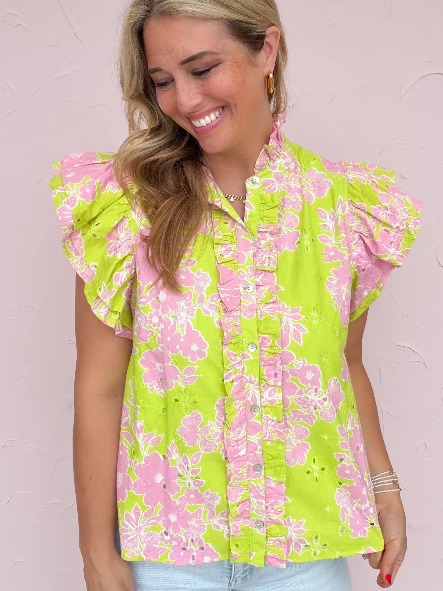 Pink Punch Ruffle Top