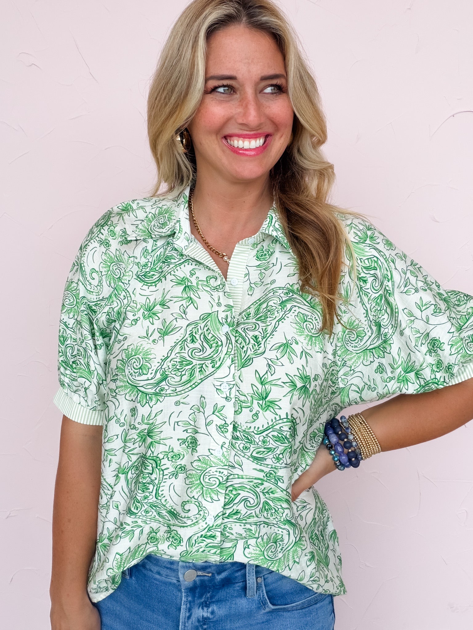 Porcelain Bloom Button Down