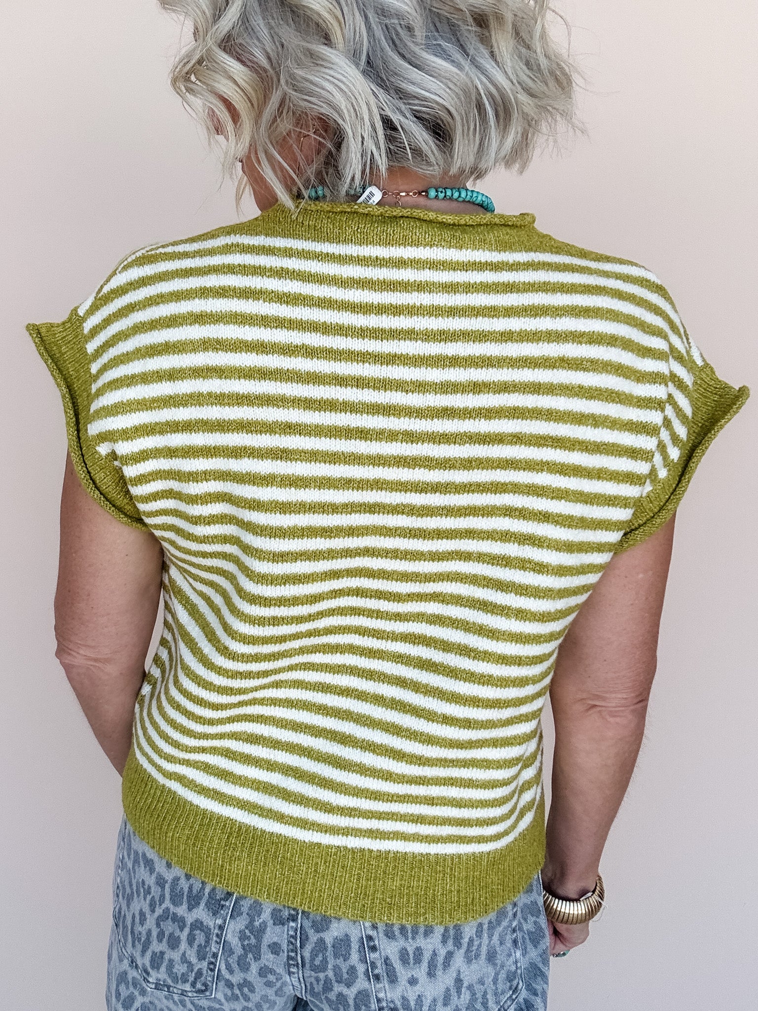 Ava Stripe Knit Top | Martini Olive