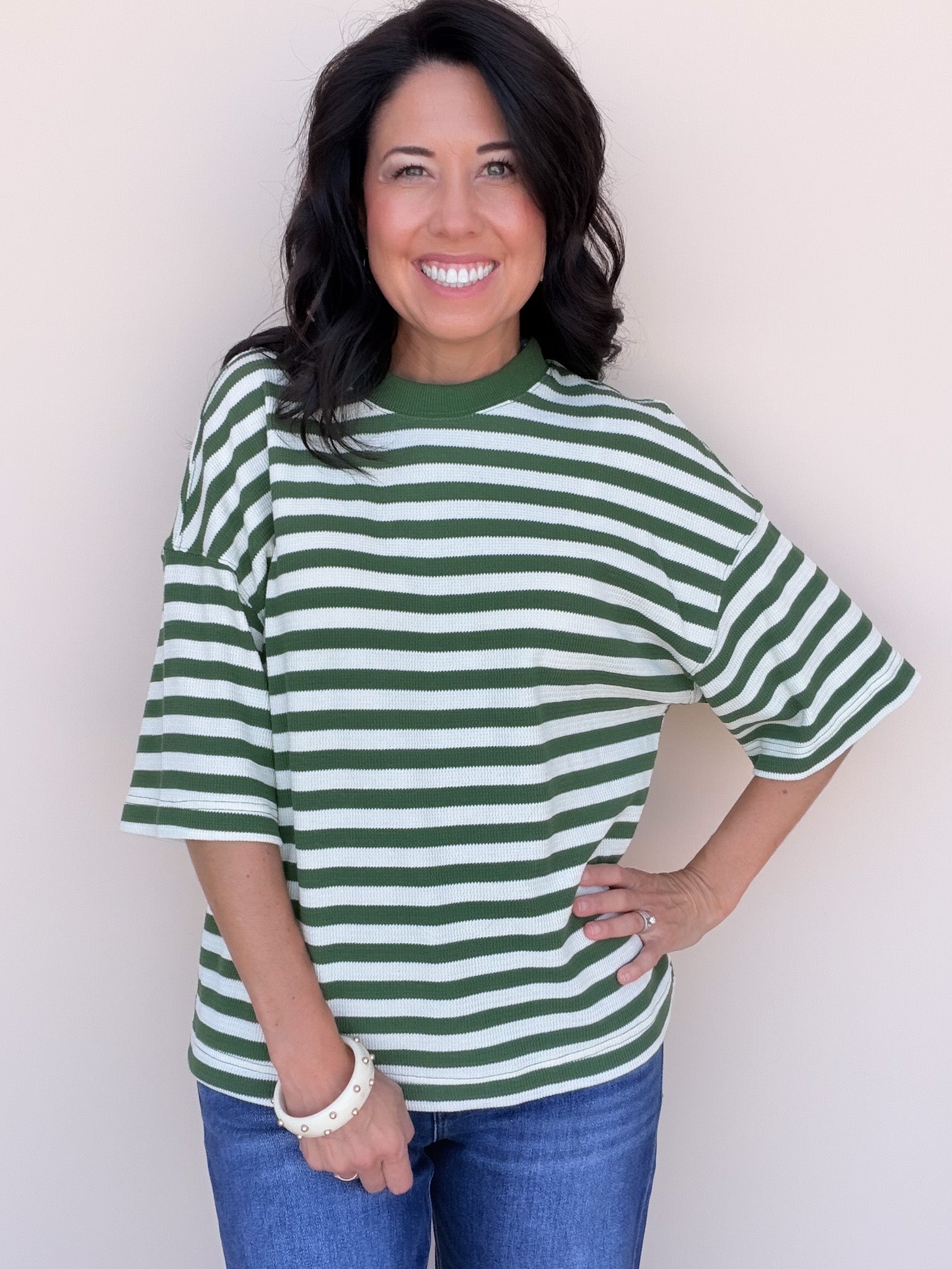 Rally Stripe Tee | Hunter Green