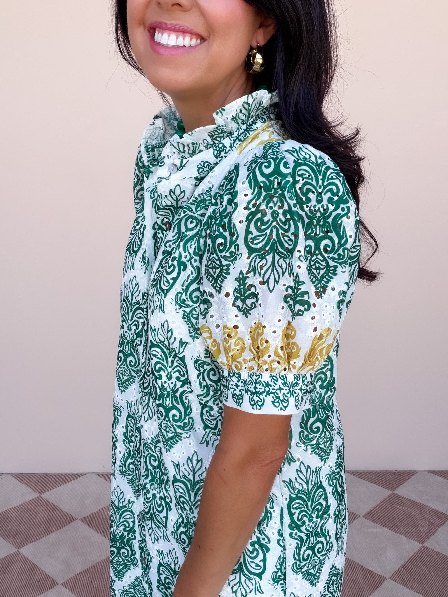 Paisley Eyelet Dress | Hunter Green
