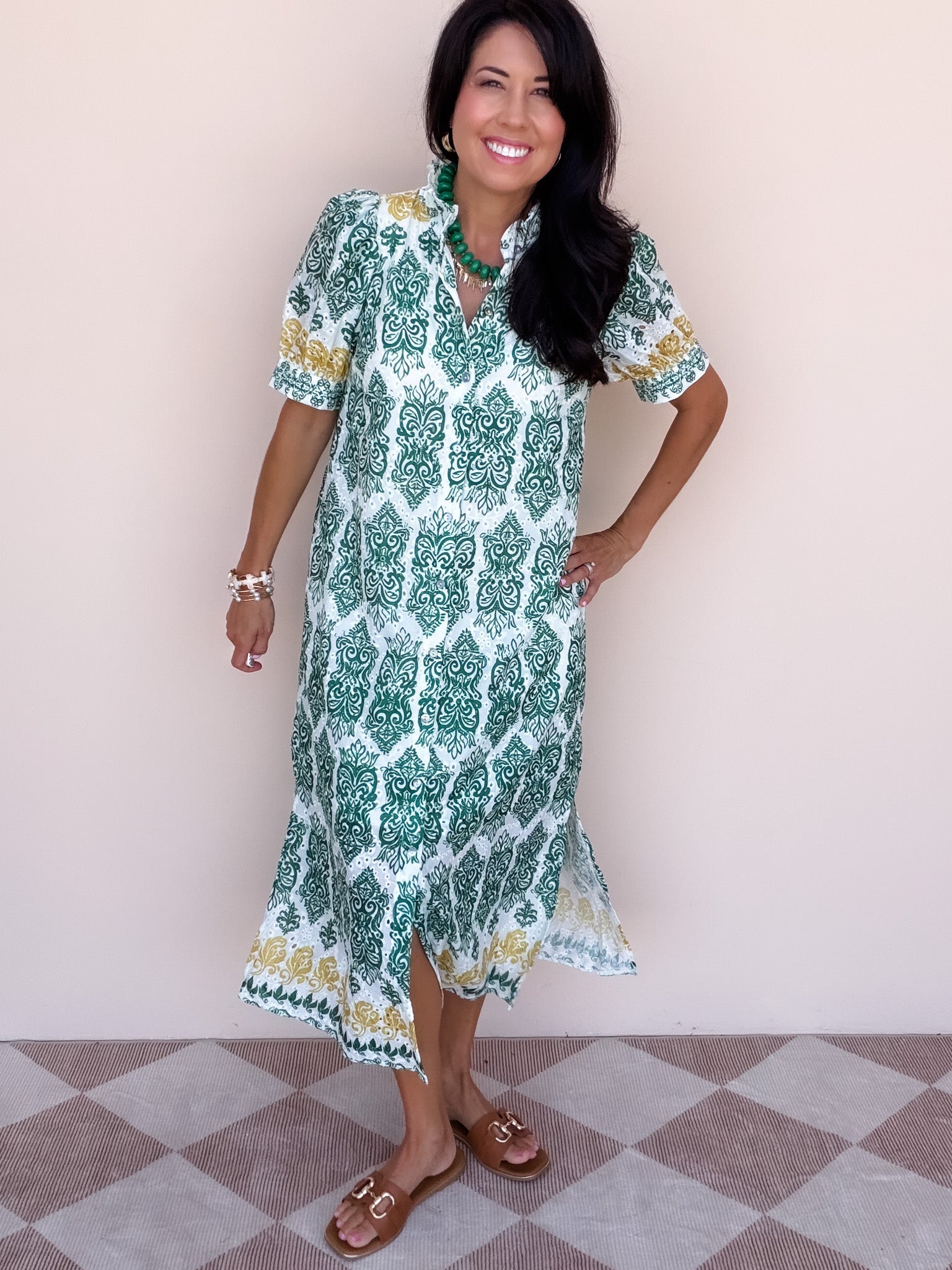 Paisley Eyelet Dress | Hunter Green