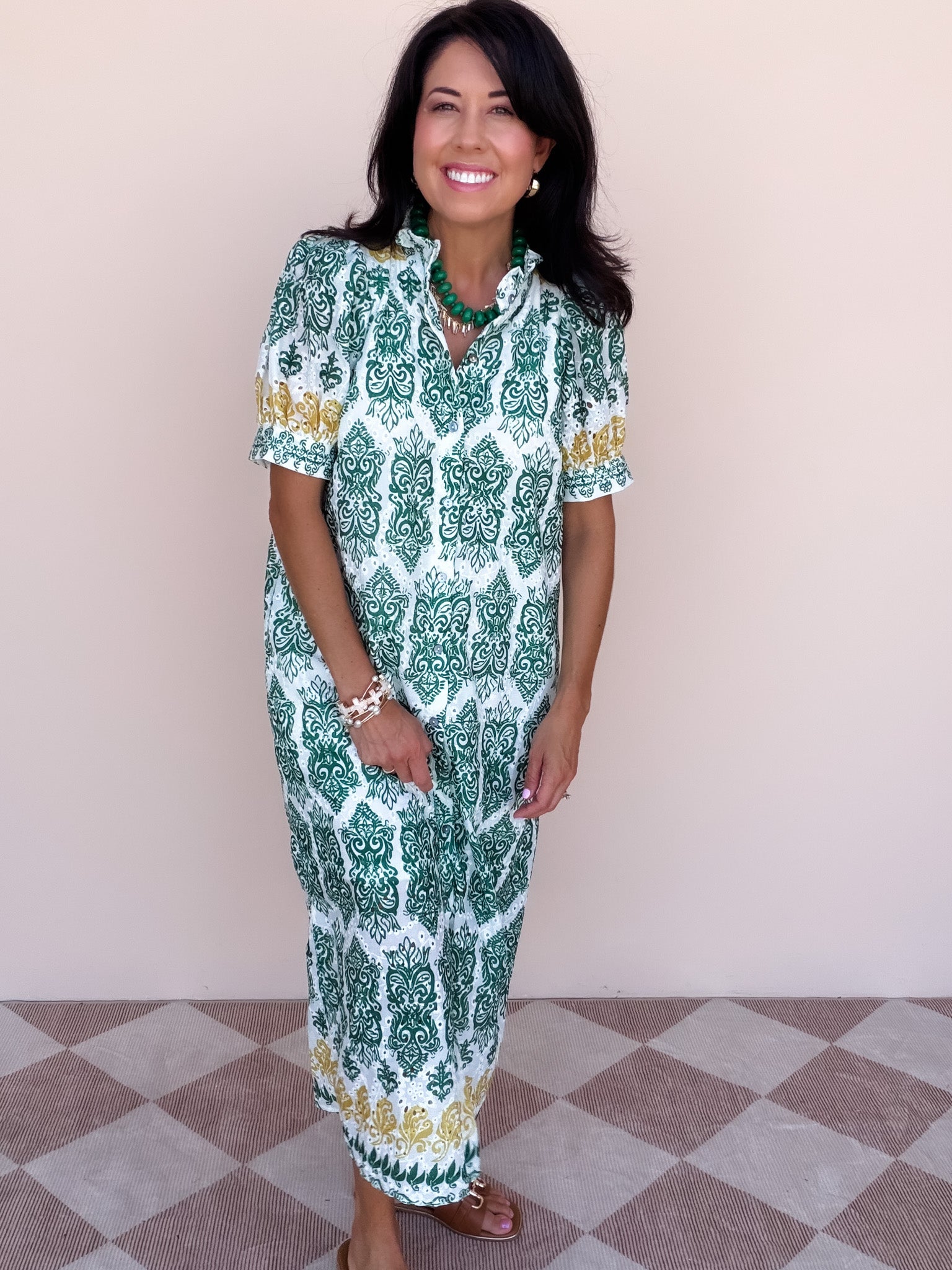 Paisley Eyelet Dress | Hunter Green