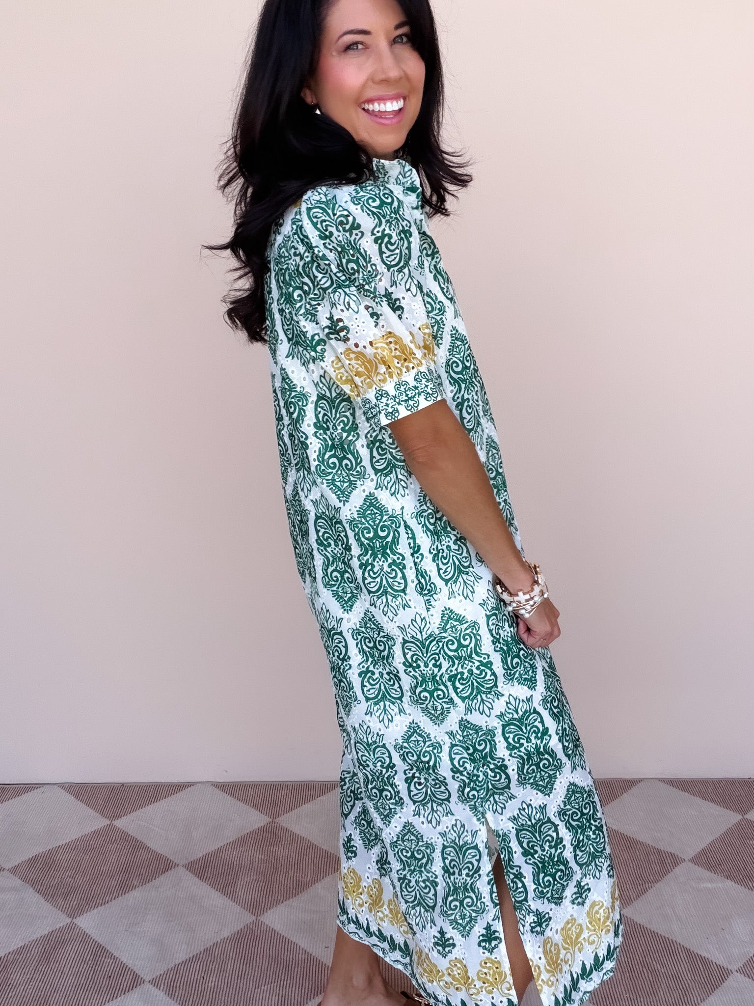 Paisley Eyelet Dress | Hunter Green