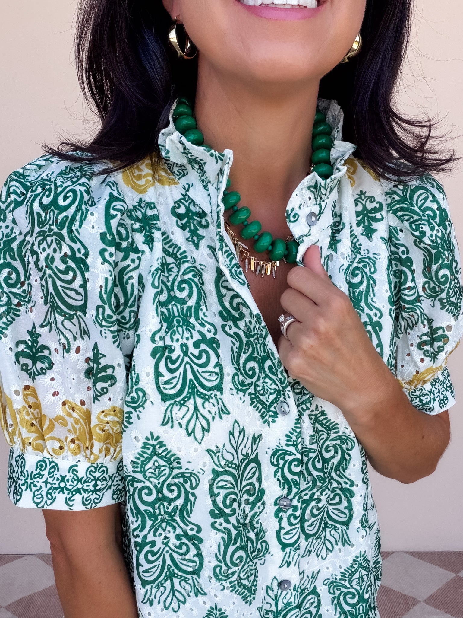 Paisley Eyelet Dress | Hunter Green