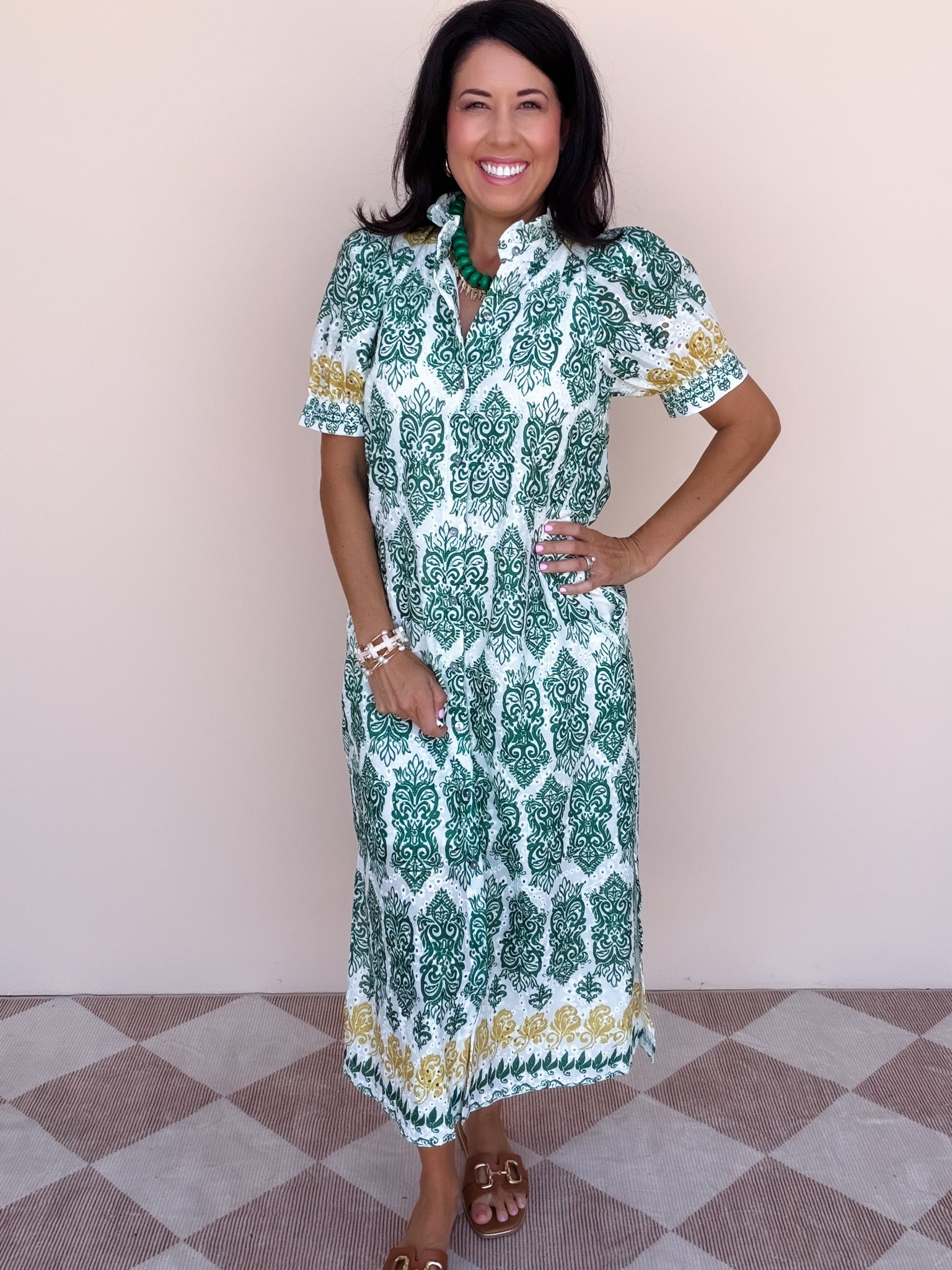 Paisley Eyelet Dress | Hunter Green