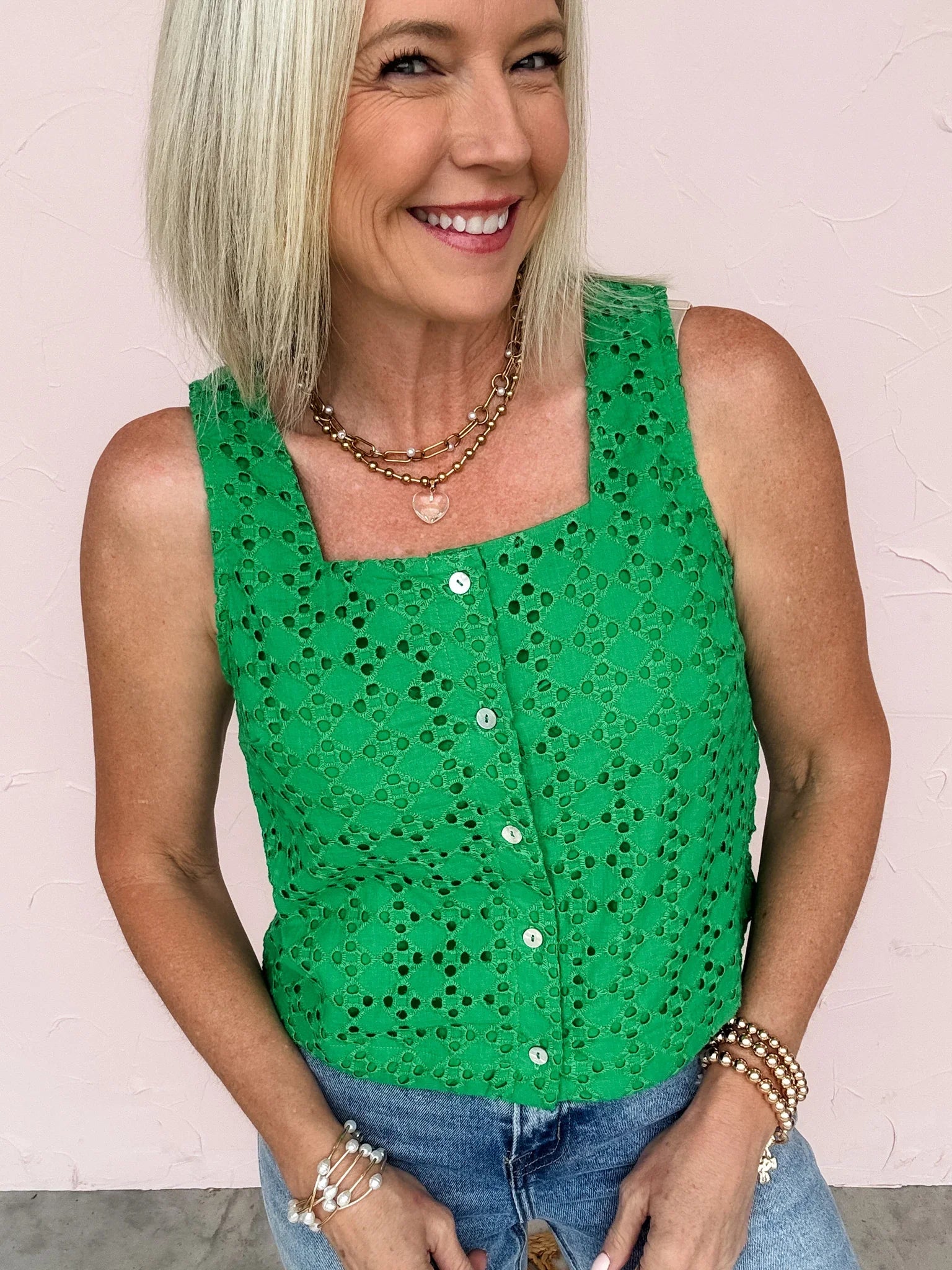Palm Grove Eyelet Top