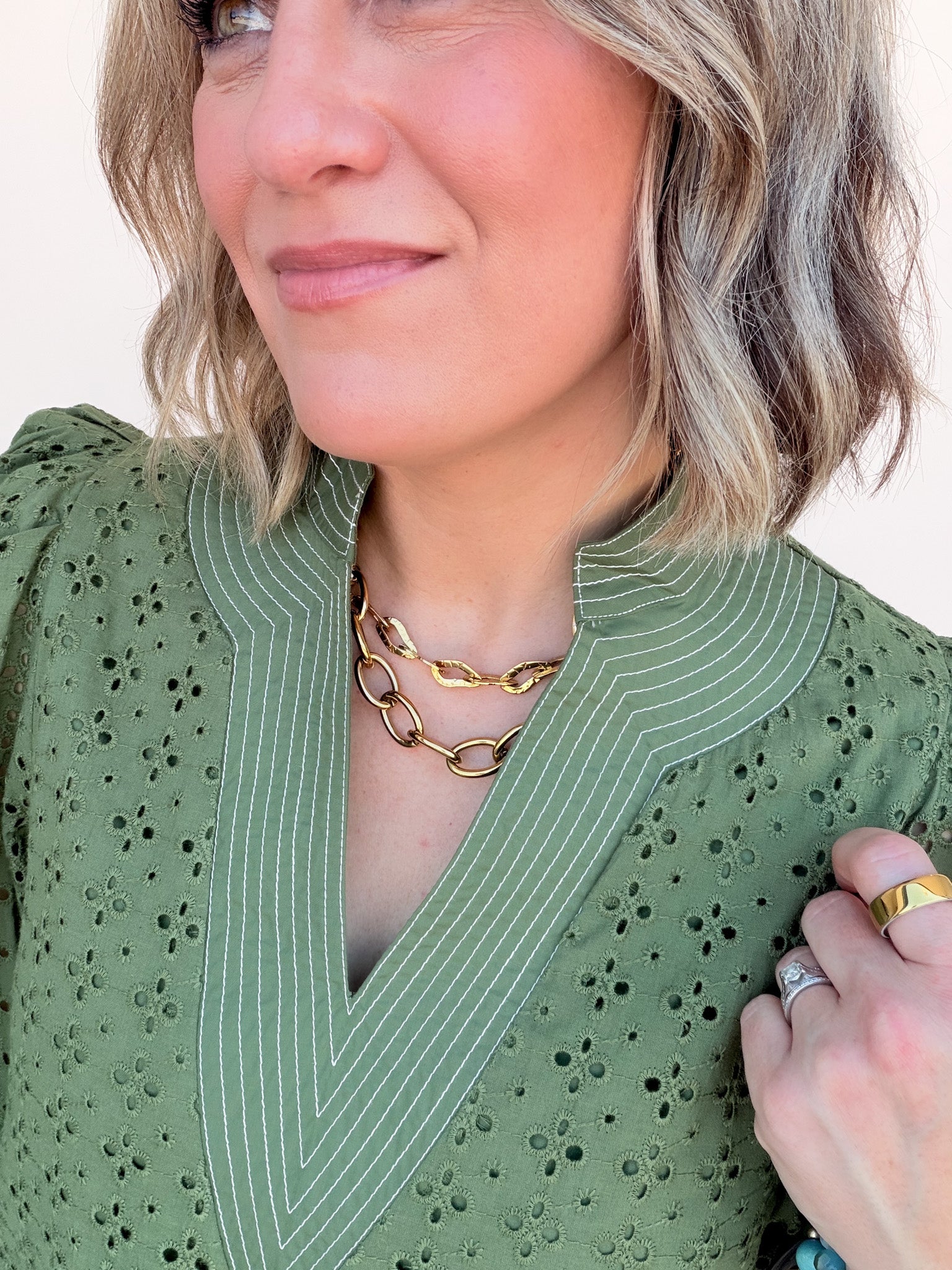 Eyelet Days Top | Olive