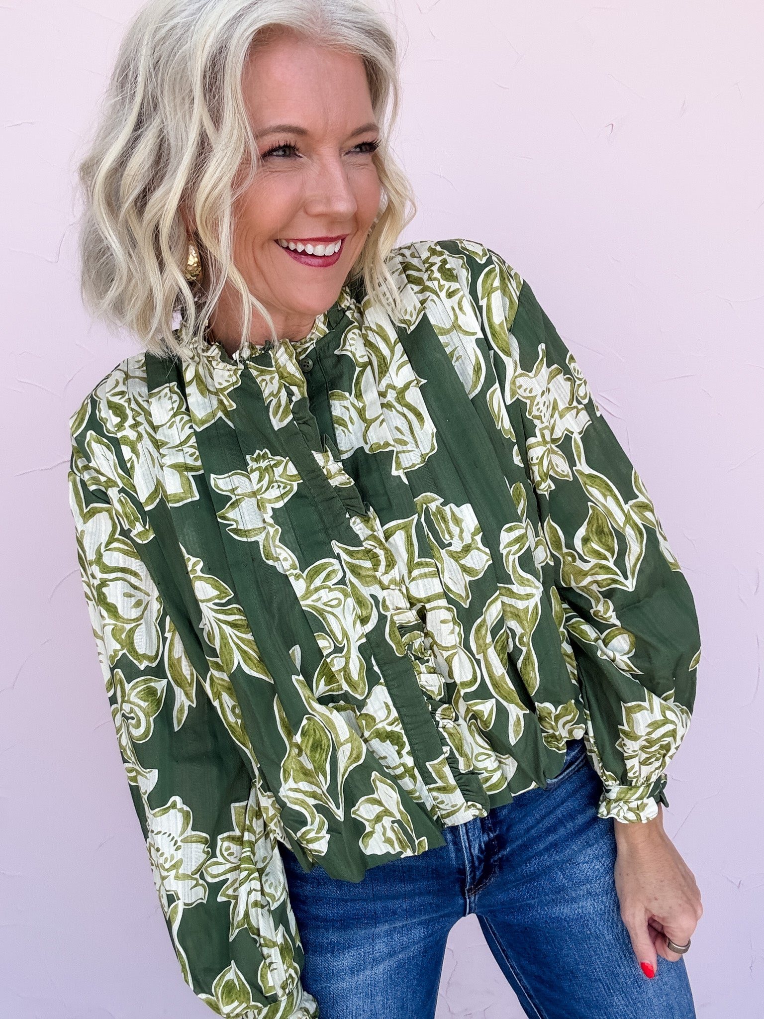 Pleated Perfection Top | Olive