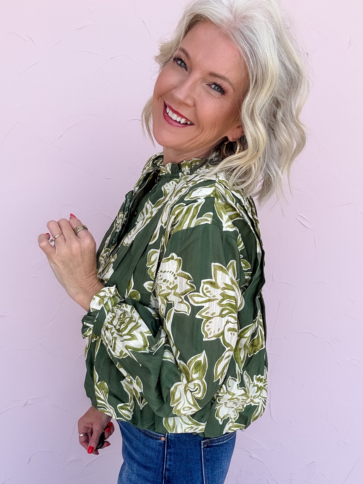 Pleated Perfection Top | Olive
