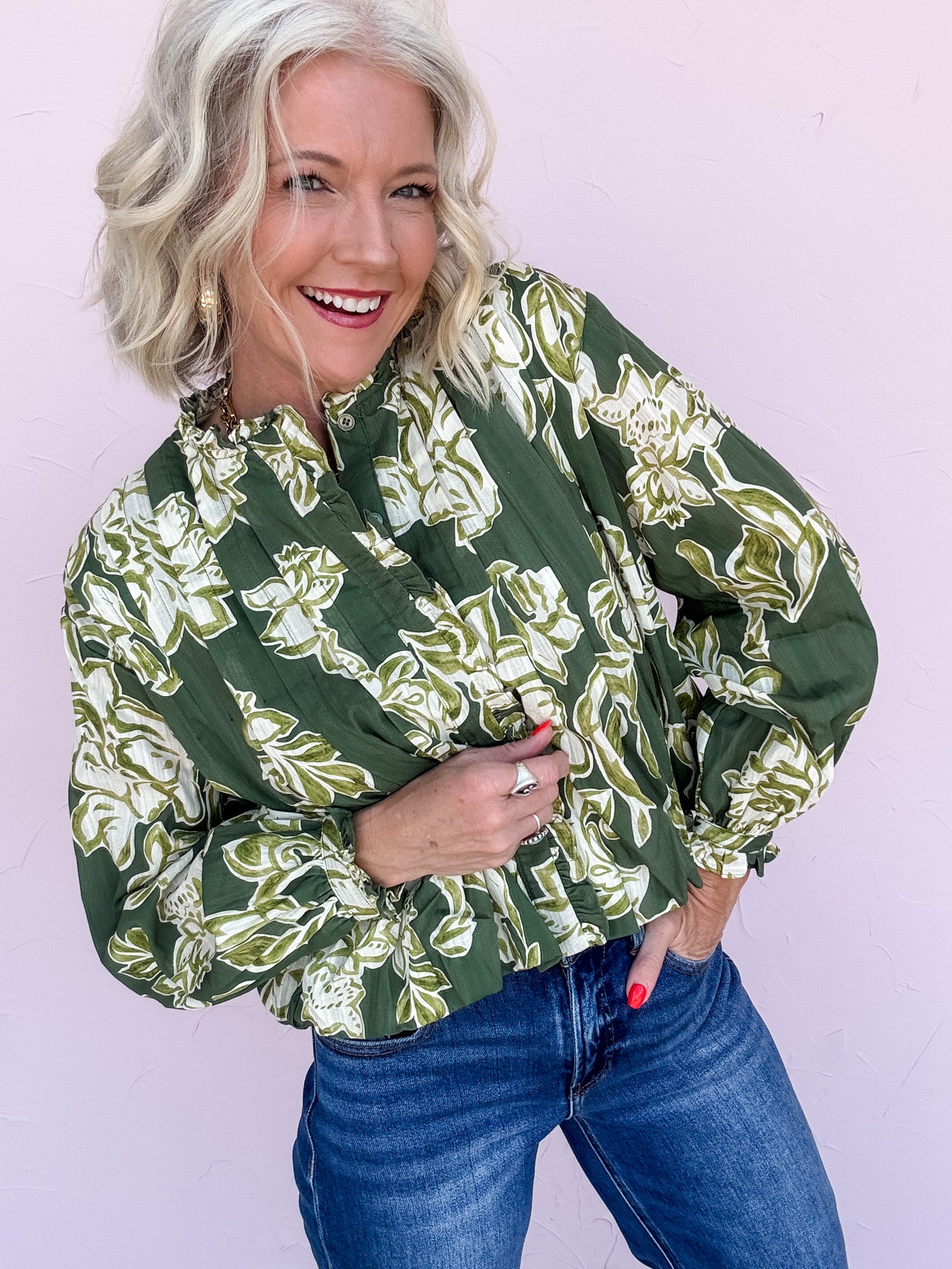 Pleated Perfection Top | Olive