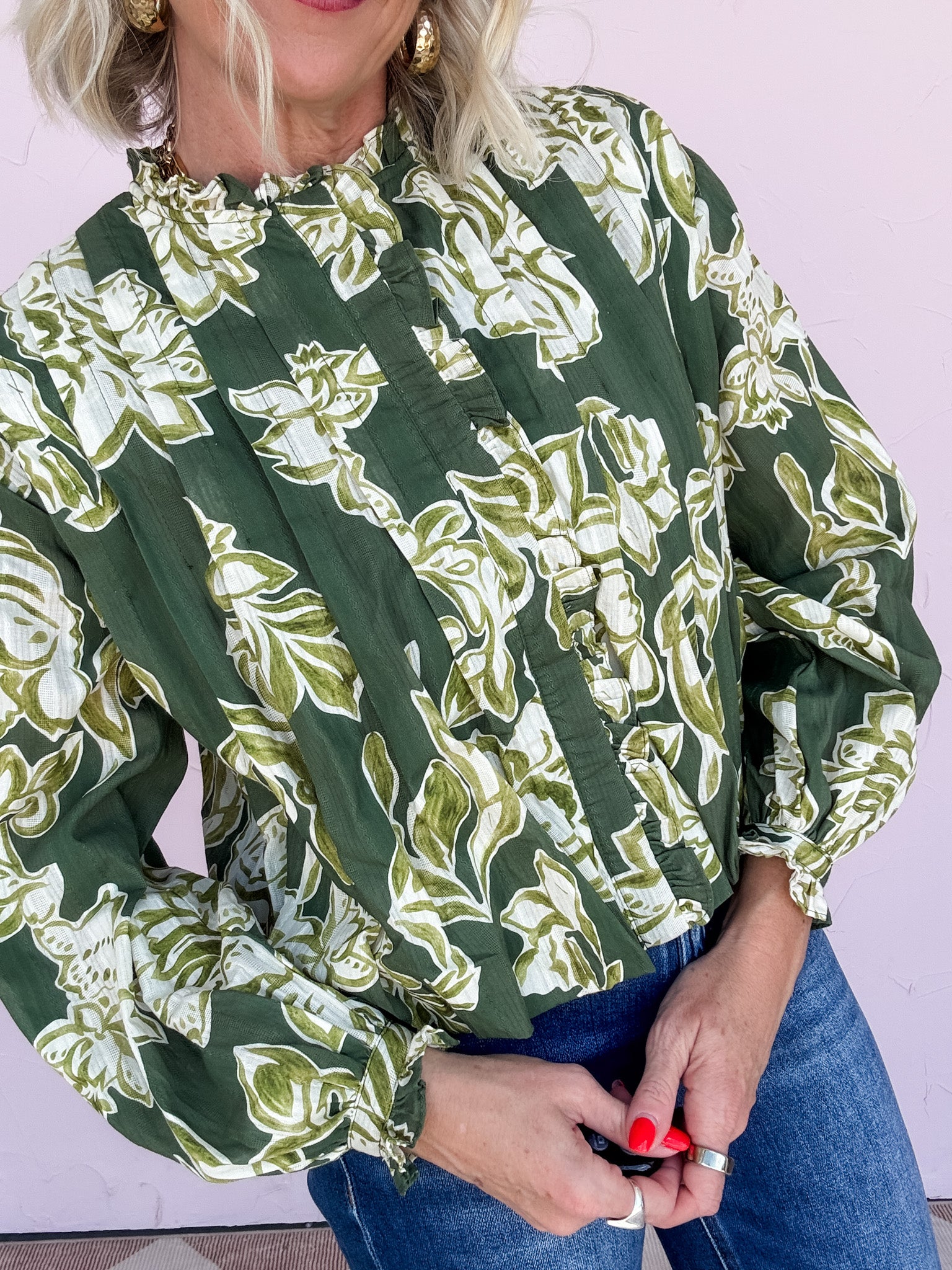 Pleated Perfection Top | Olive