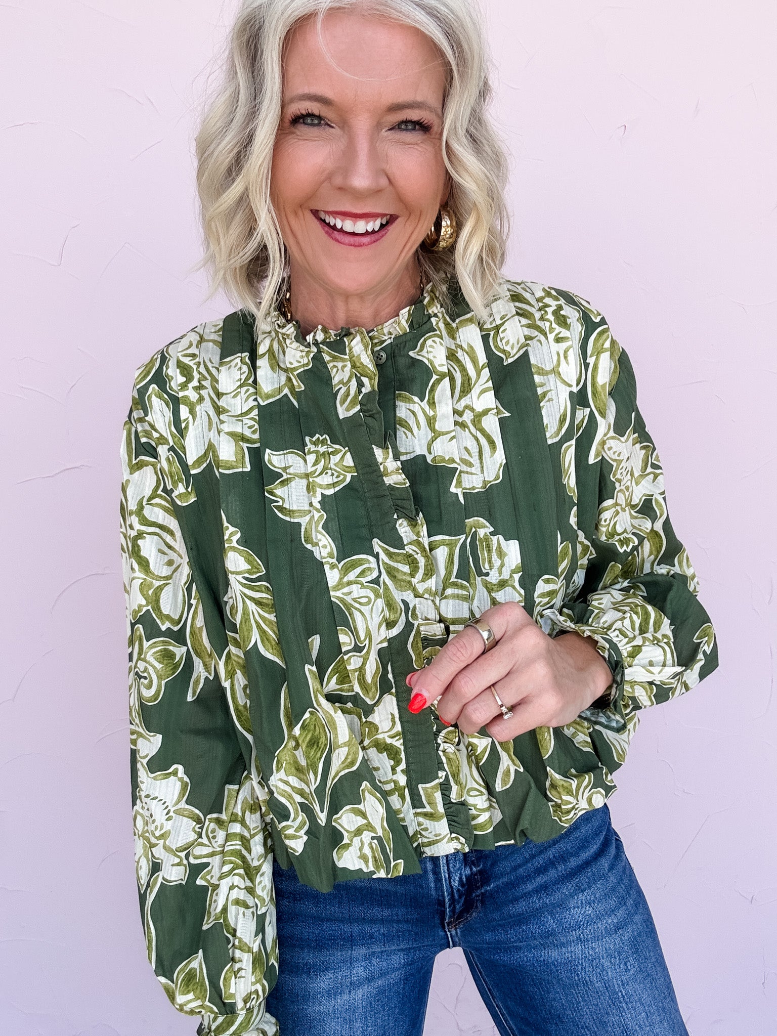 Pleated Perfection Top | Olive