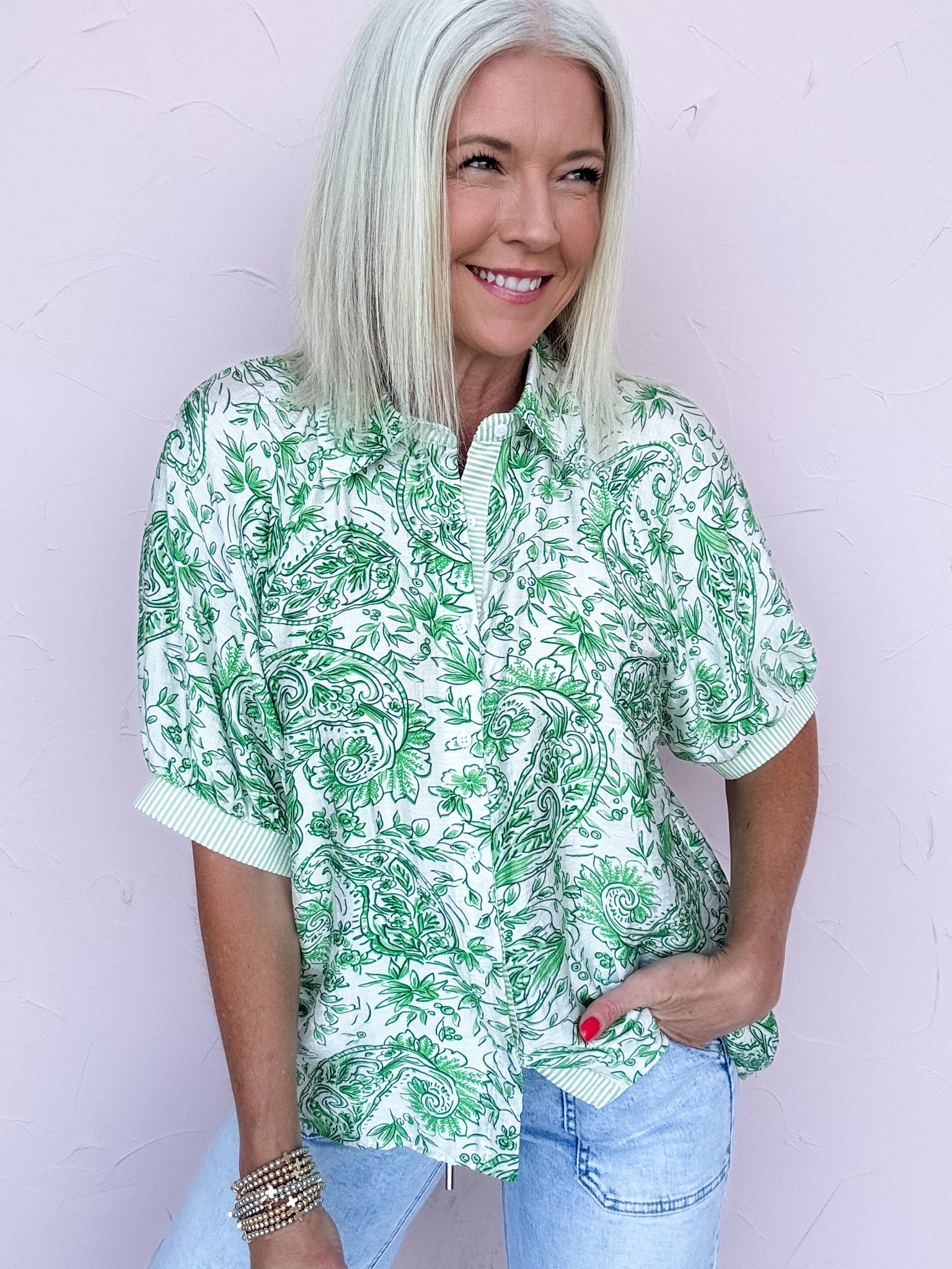 Porcelain Bloom Button Down