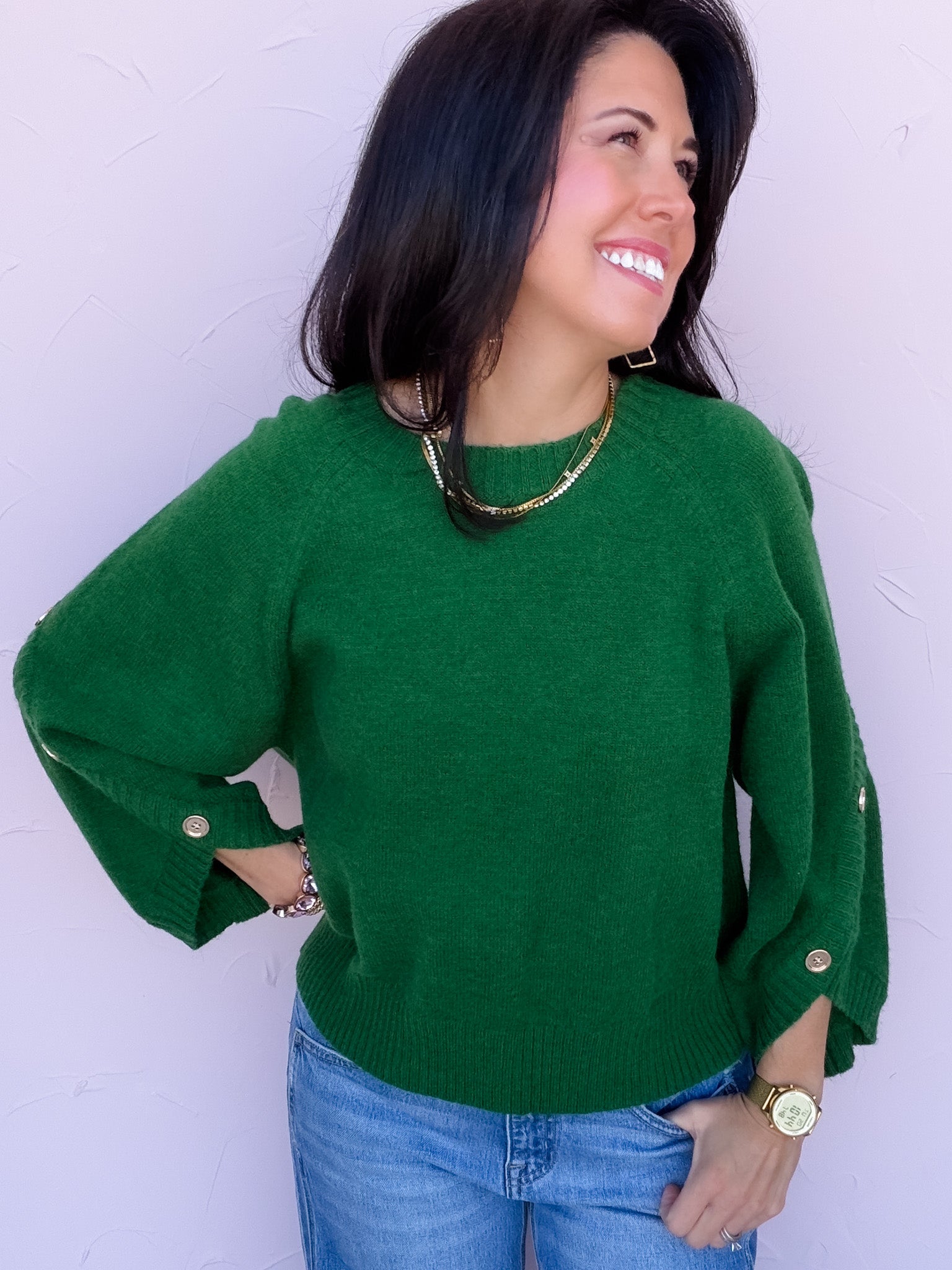 Golden Touch Knit Top | Pine