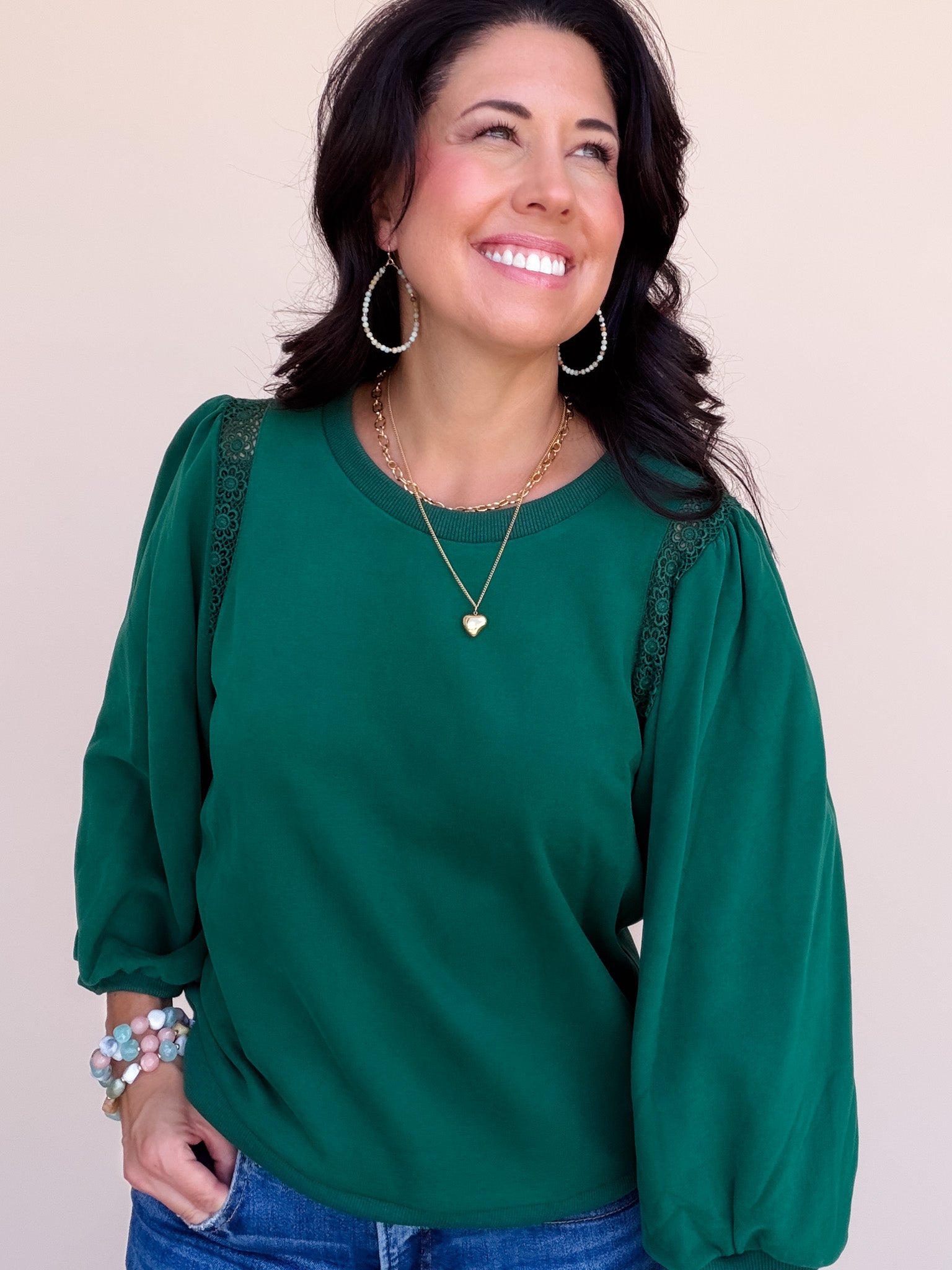 Laced With Love Top | Hunter Green