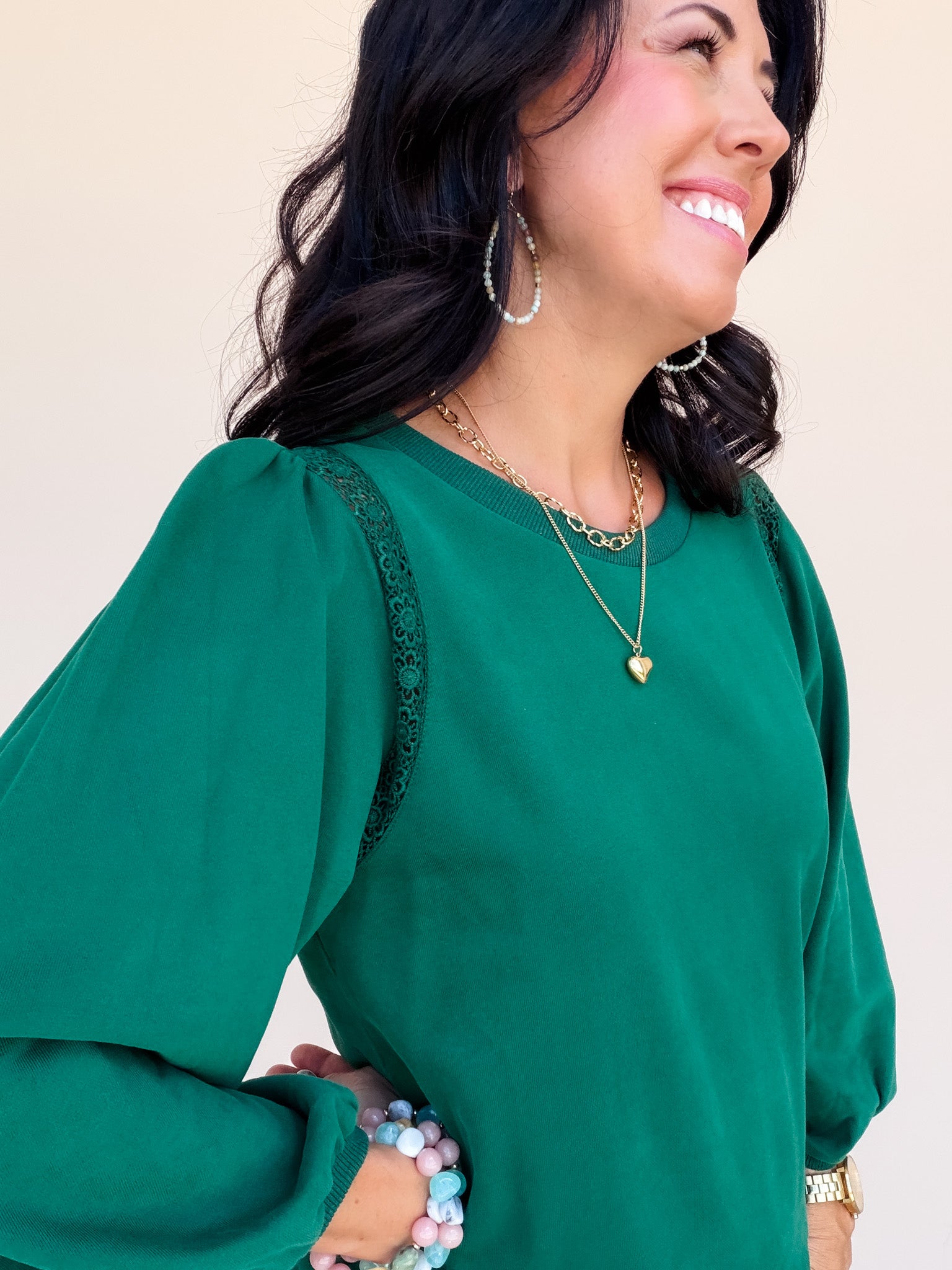 Laced With Love Top | Hunter Green