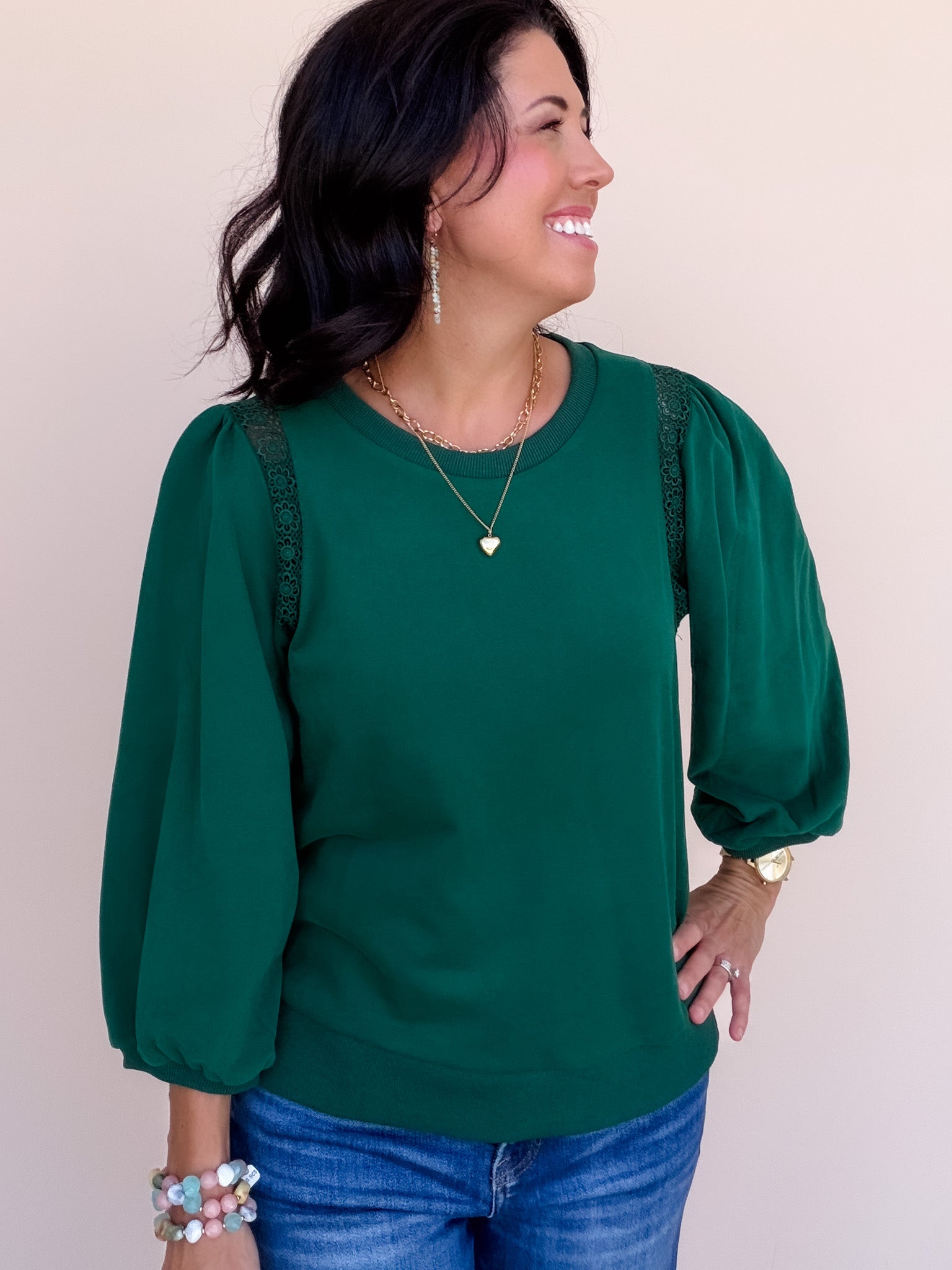 Laced With Love Top | Hunter Green