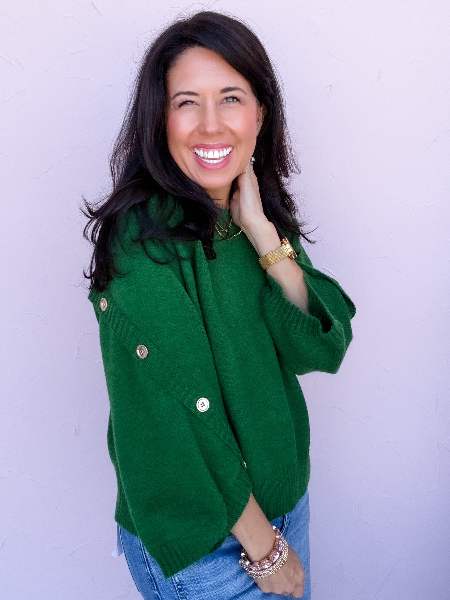 Golden Touch Knit Top | Pine