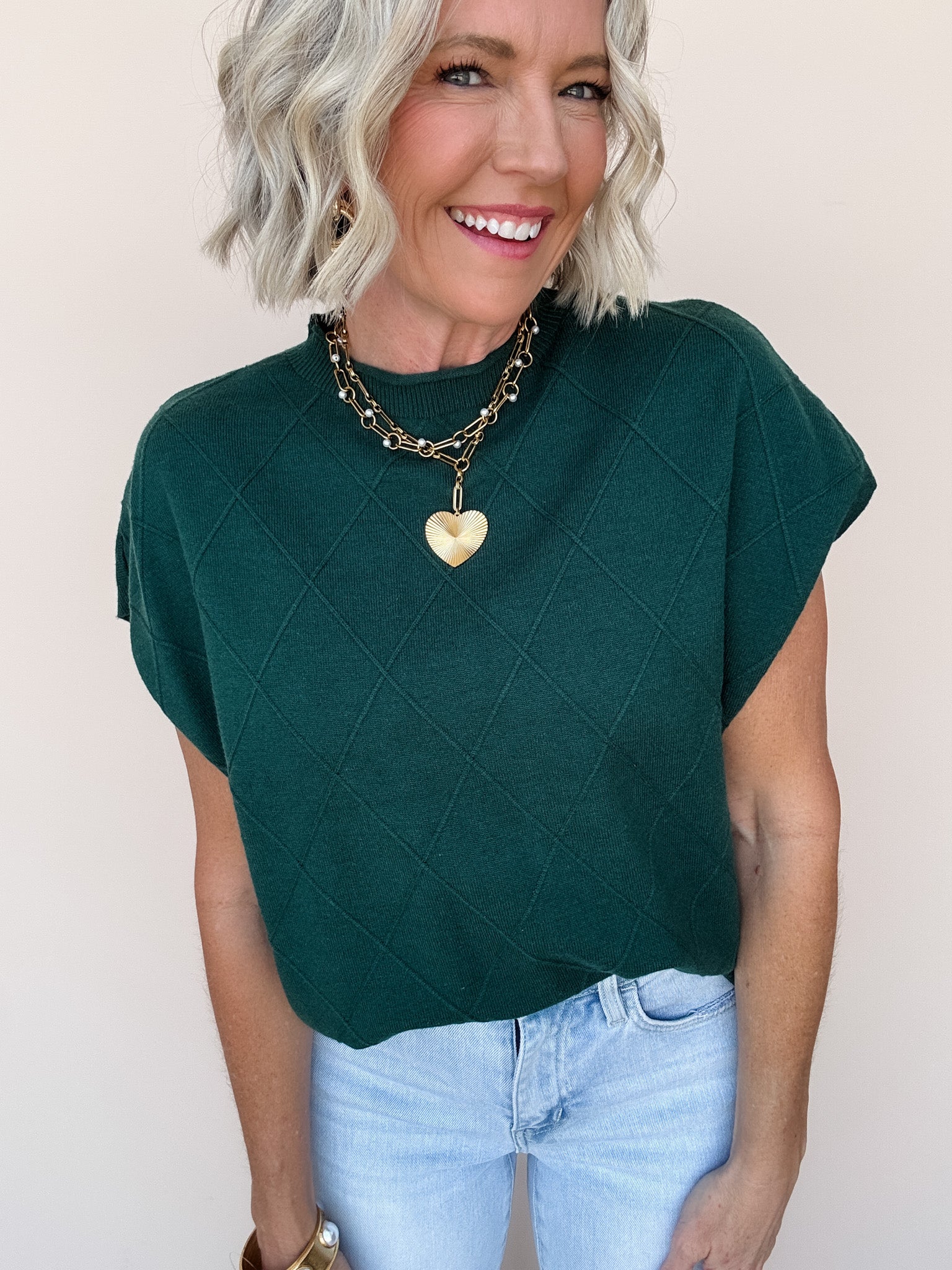 Diamond Ridge Knit Top | Hunter Green