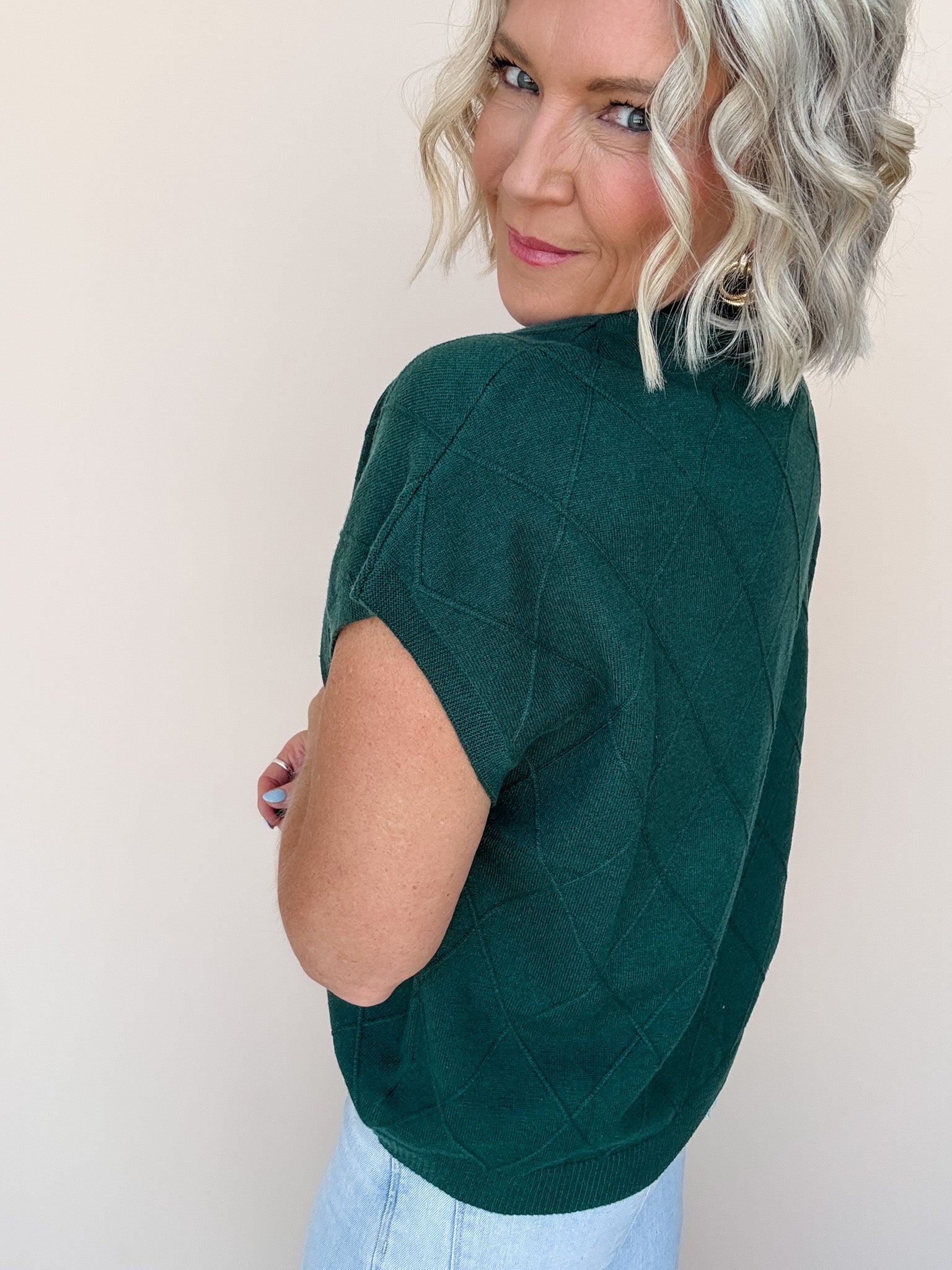 Diamond Ridge Knit Top | Hunter Green