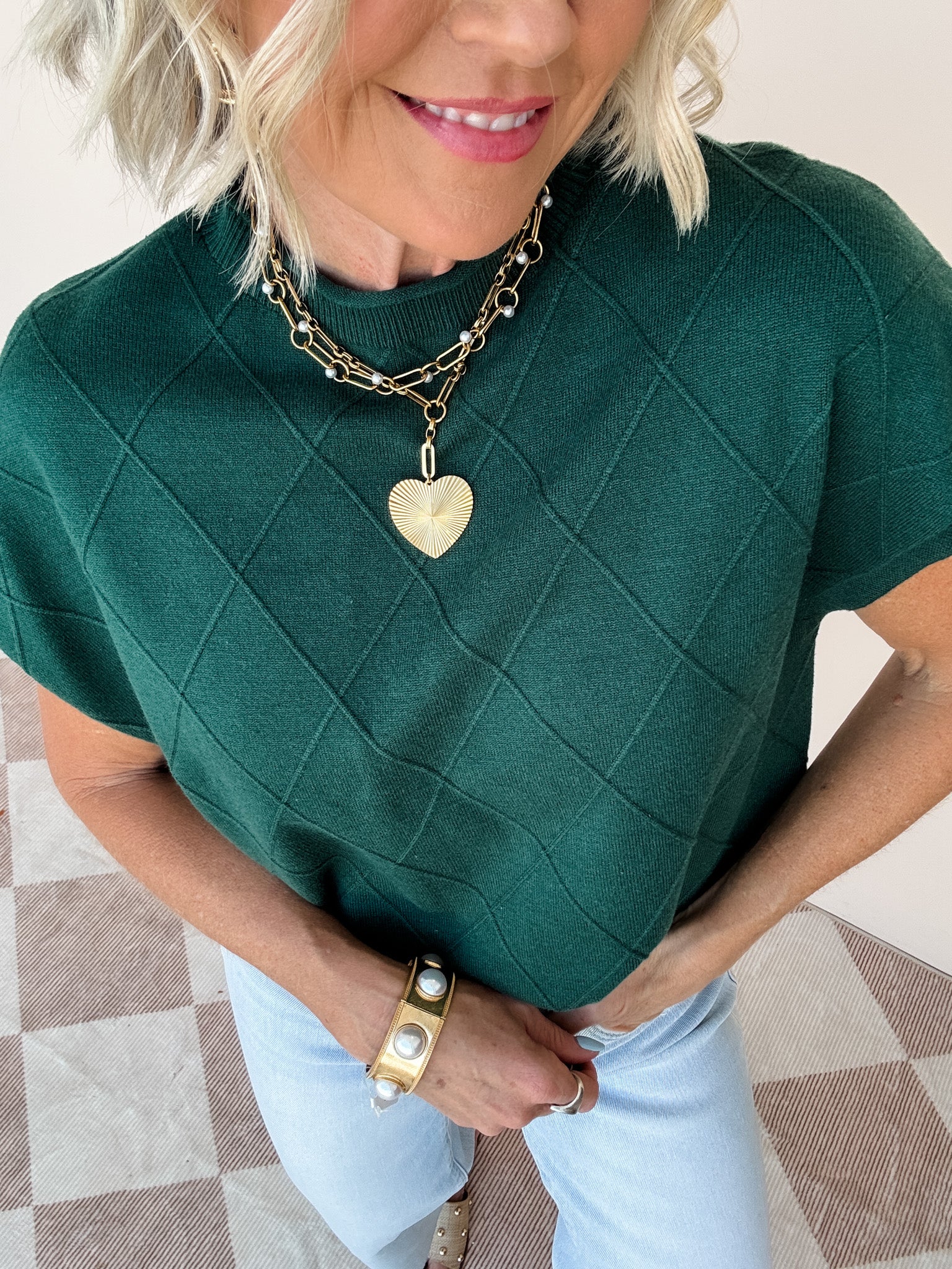 Diamond Ridge Knit Top | Hunter Green