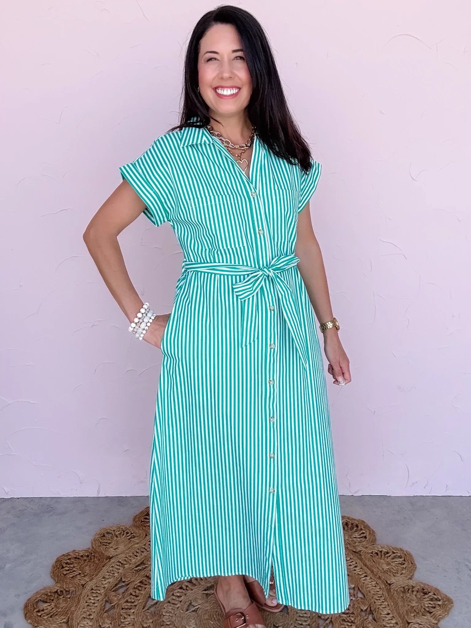 Emerald Rush Stripe Dress