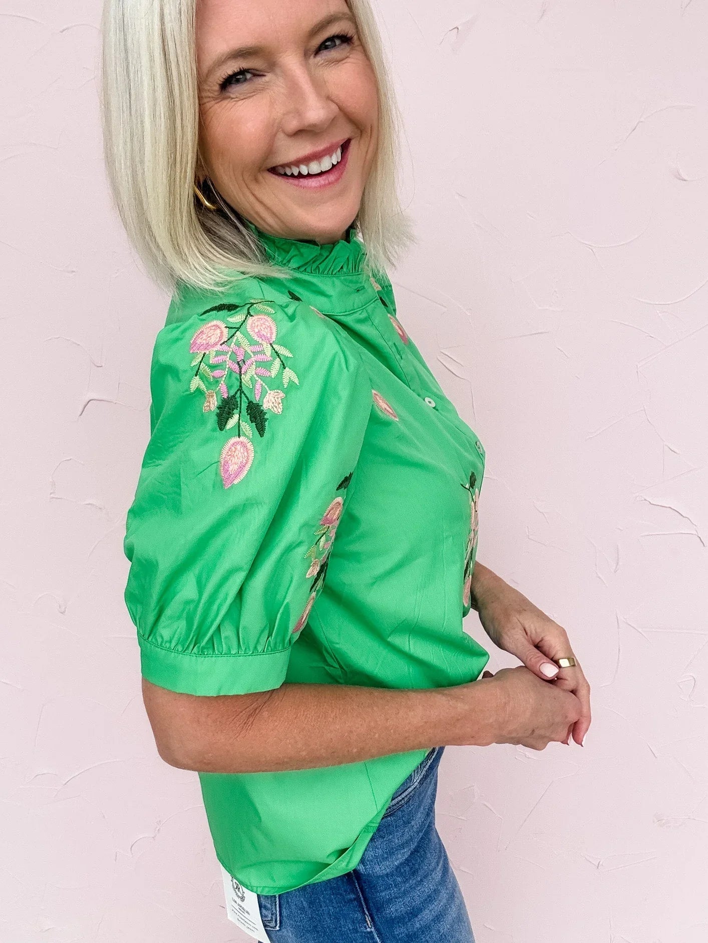 Flor Verde Embroidered Top