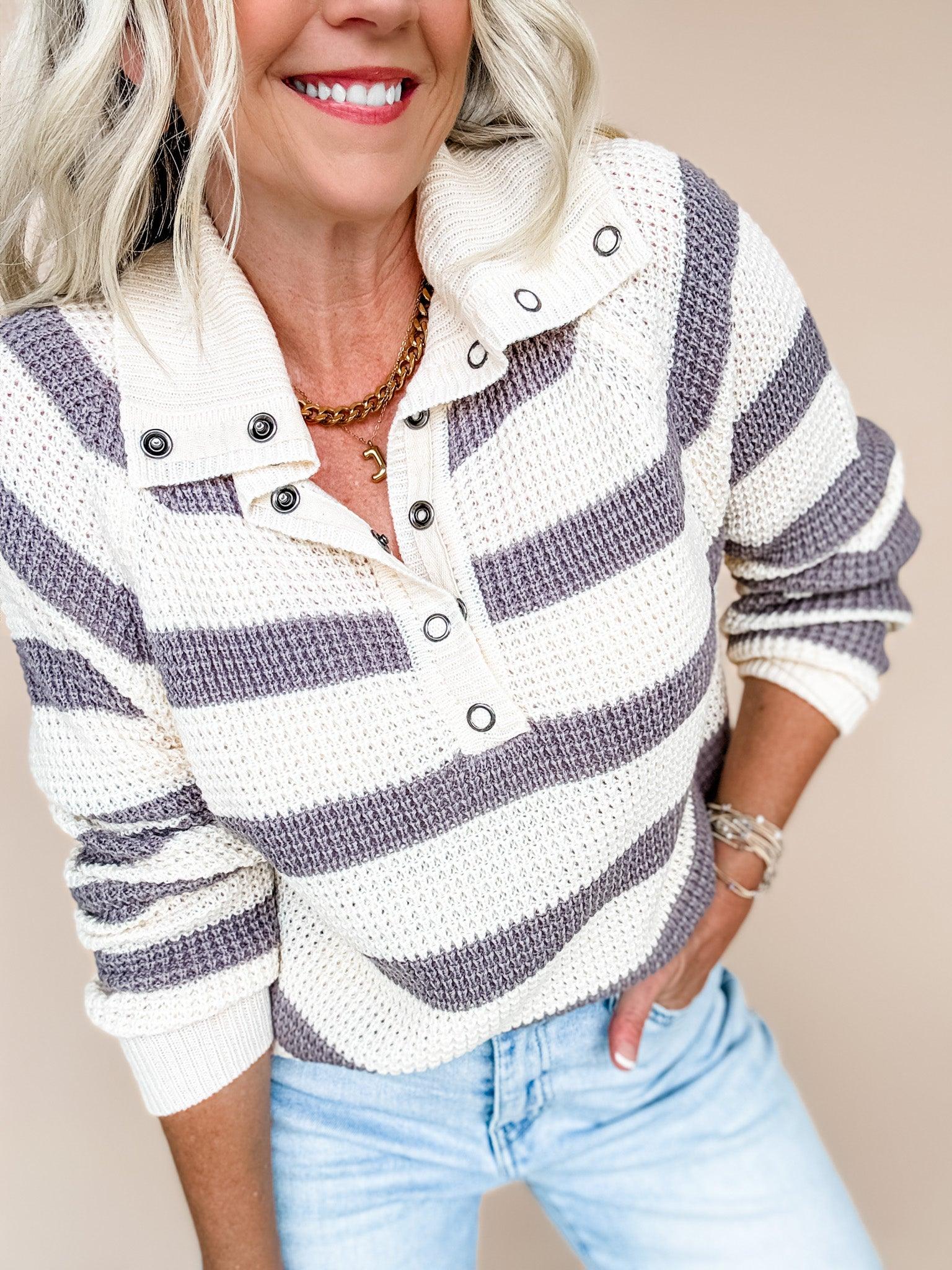 Silver Stripe Pullover