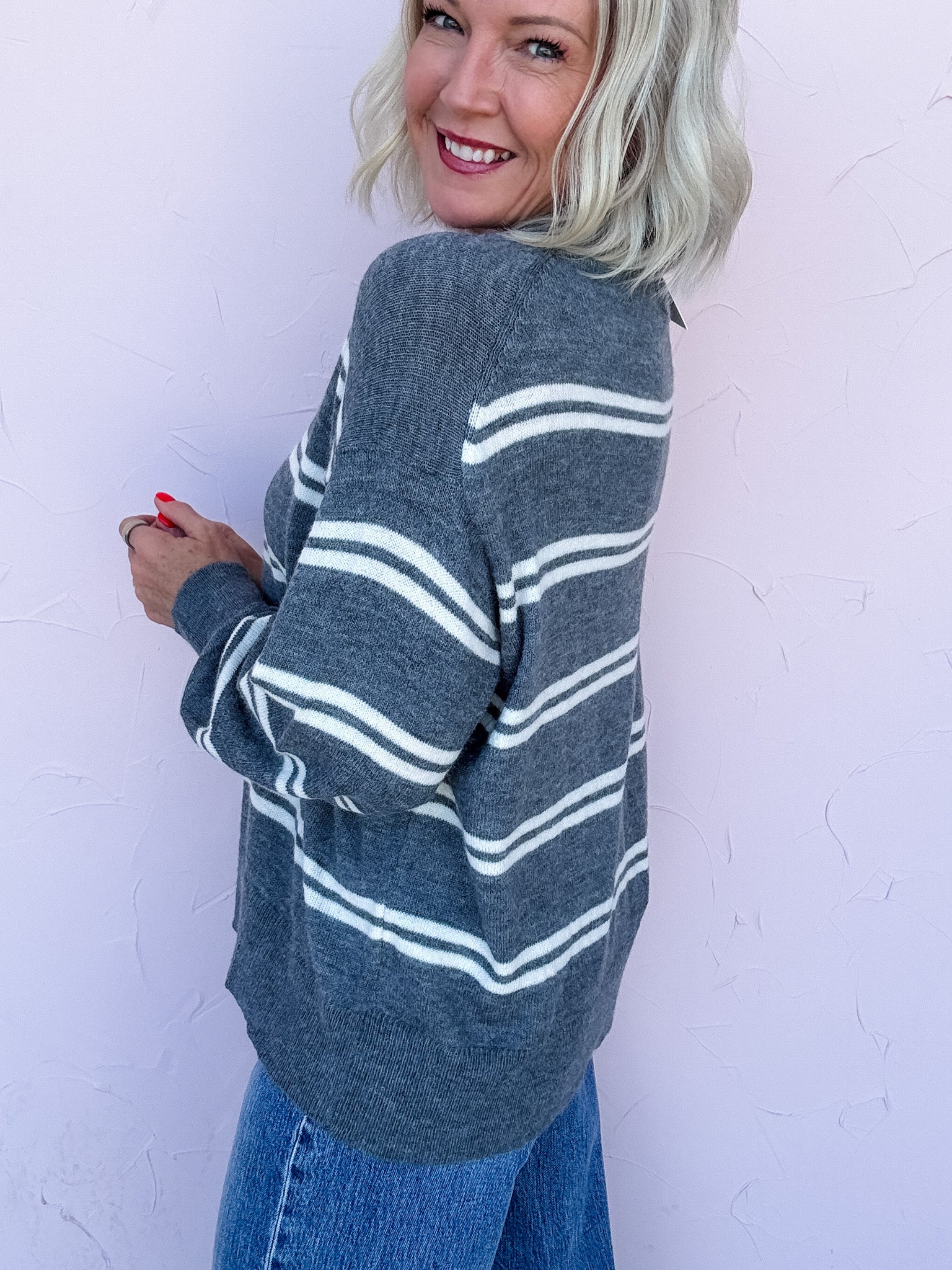 Stripe Scene Sweater | Charcoal