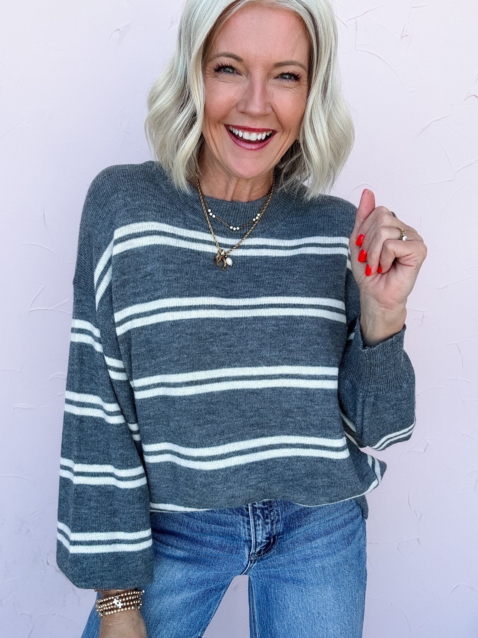 Stripe Scene Sweater | Charcoal