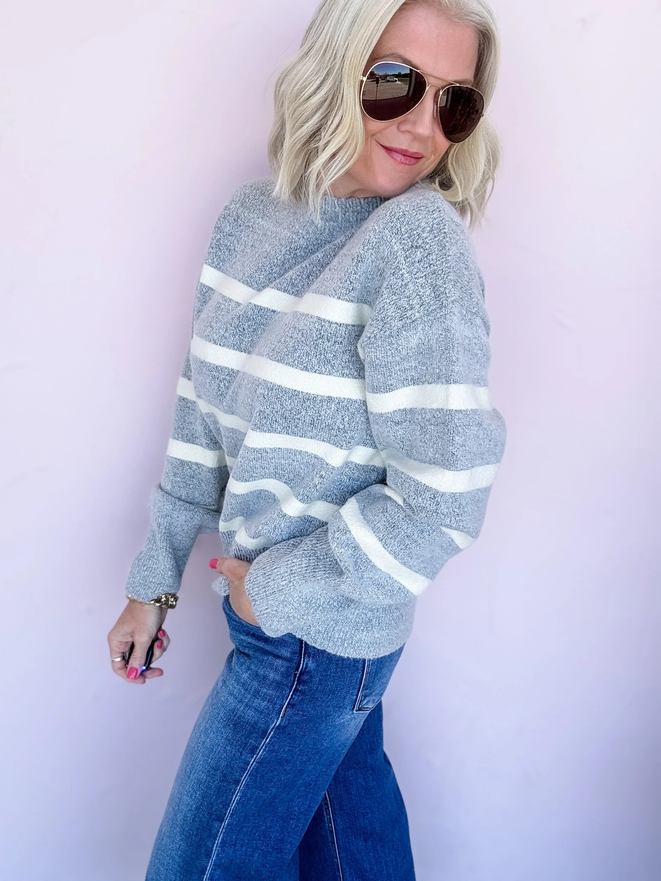 Misty Drift Stripe Sweater