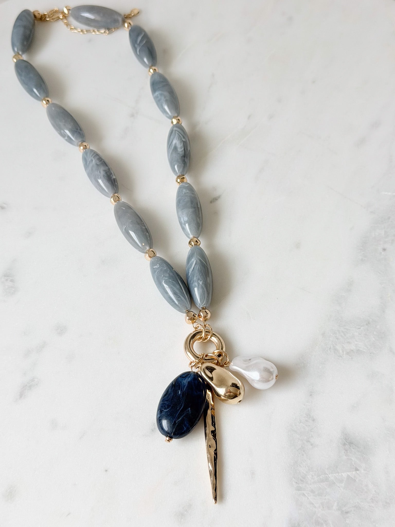Stone Story Necklace | Gray