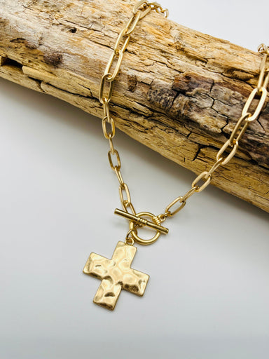 Hammered Toggle Cross Choker - Vintage Soul