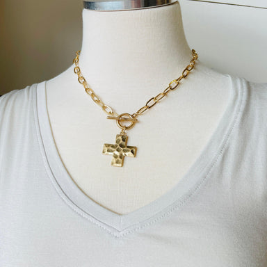 Hammered Toggle Cross Choker - Vintage Soul